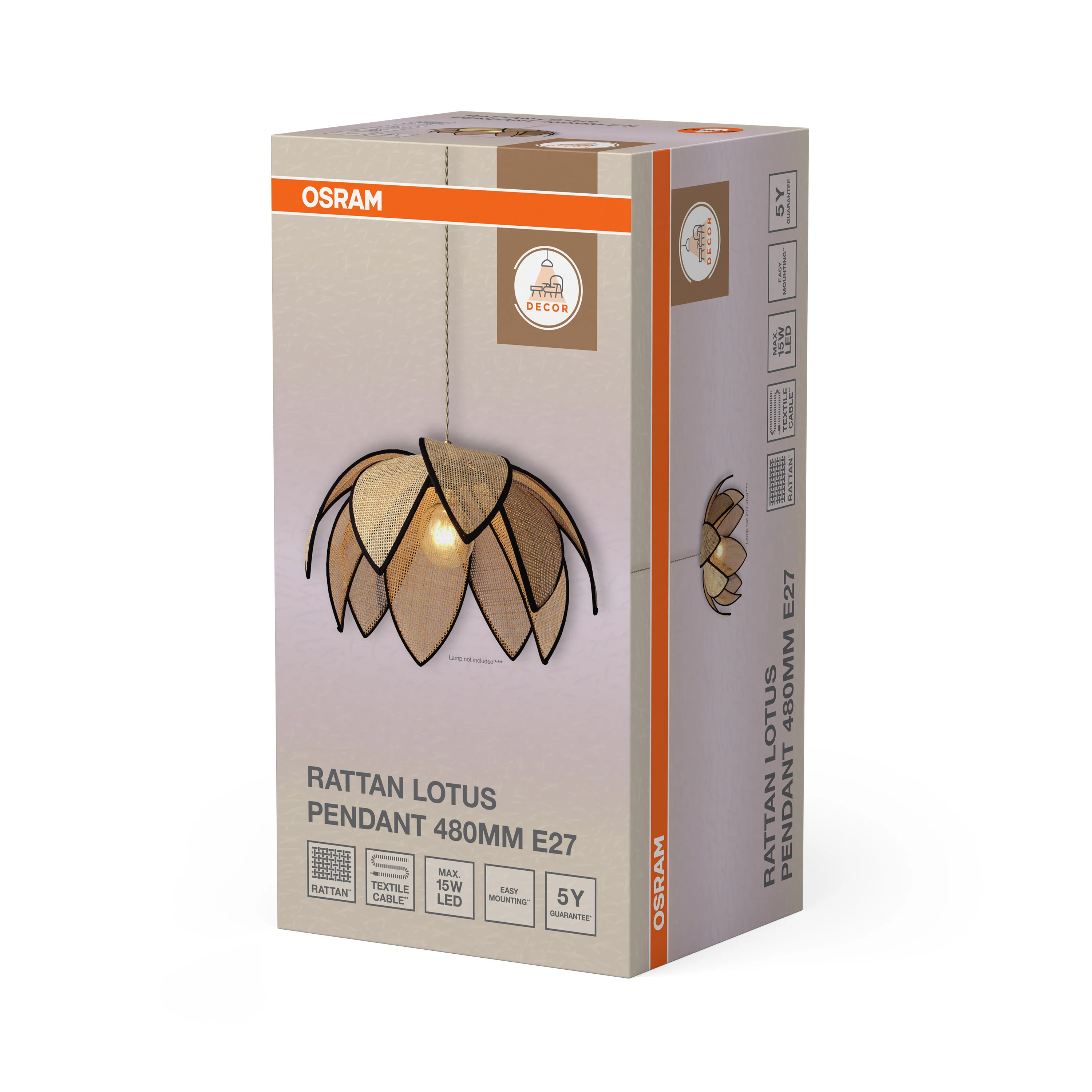OSRAM Decor Rattan Lotus Wisząca 480 E27 brązowy - Image 6