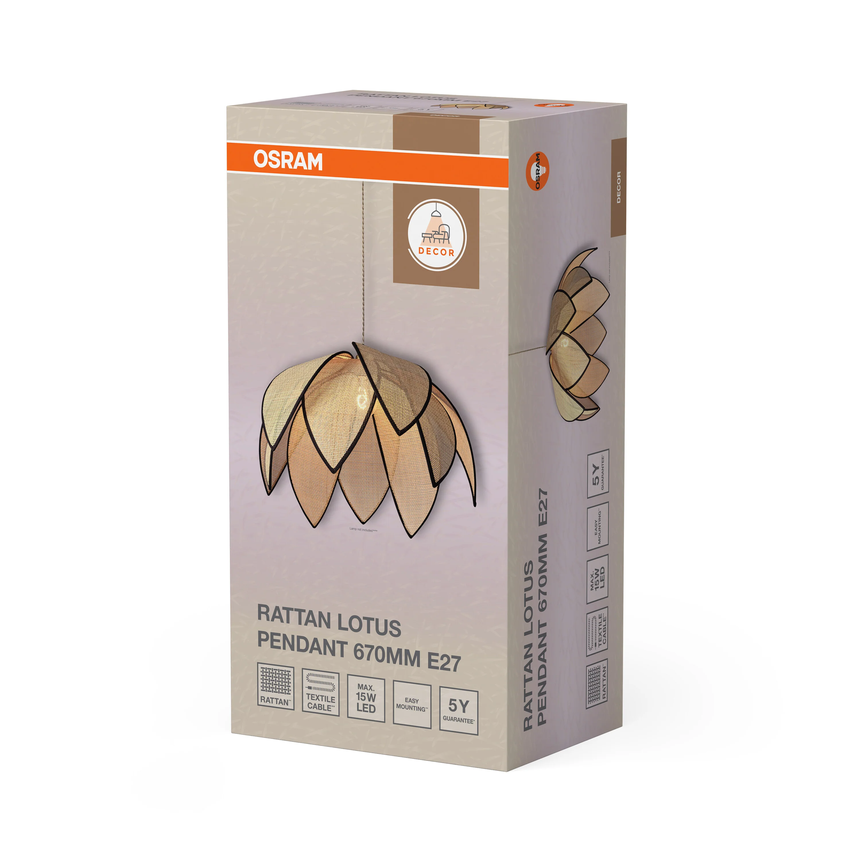 OSRAM Decor Rattan Lotus Wisząca 670 E27 brązowy - Image 6