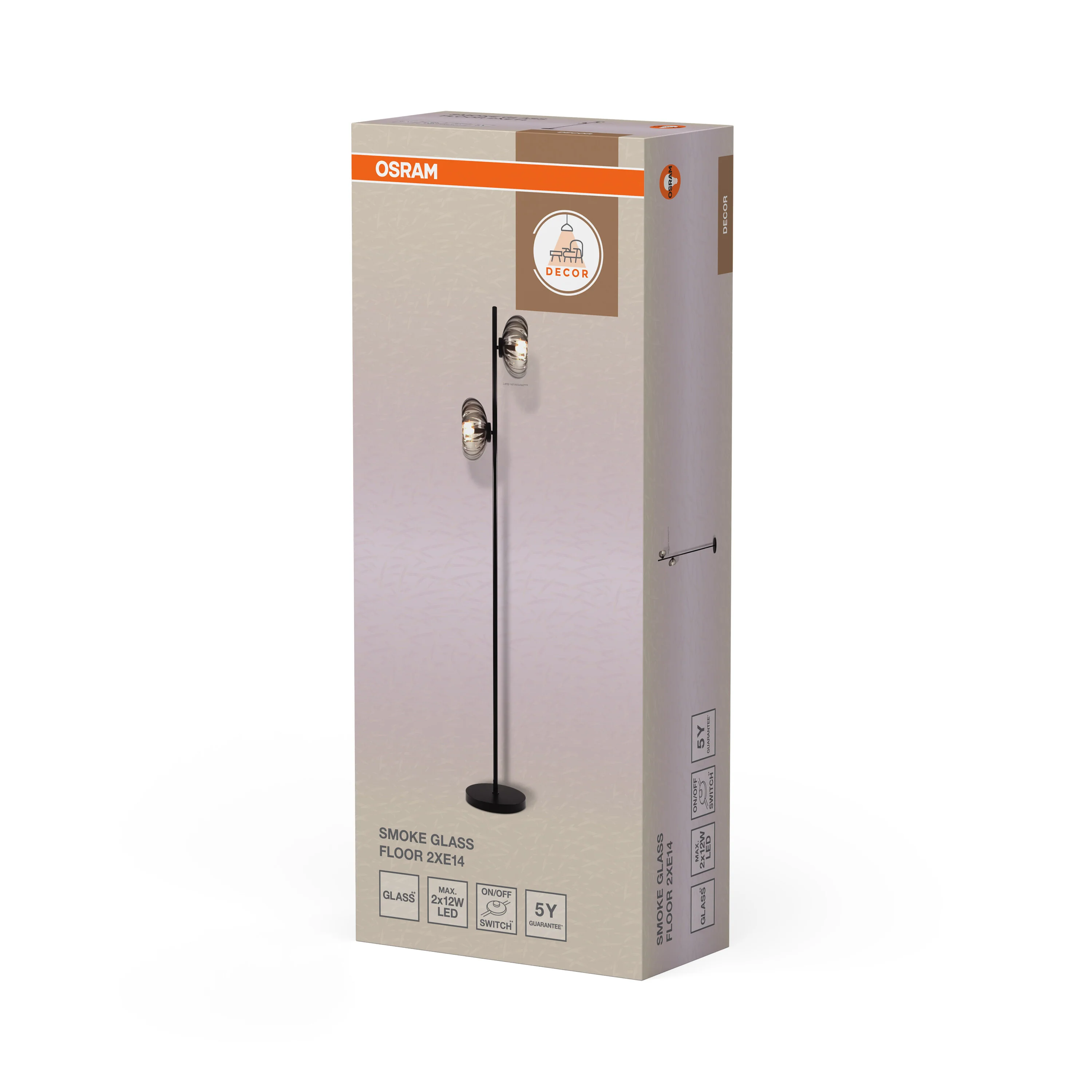 OSRAM Decor Smoke Glass Lampa stojąca 2xE14 czarna - Image 6