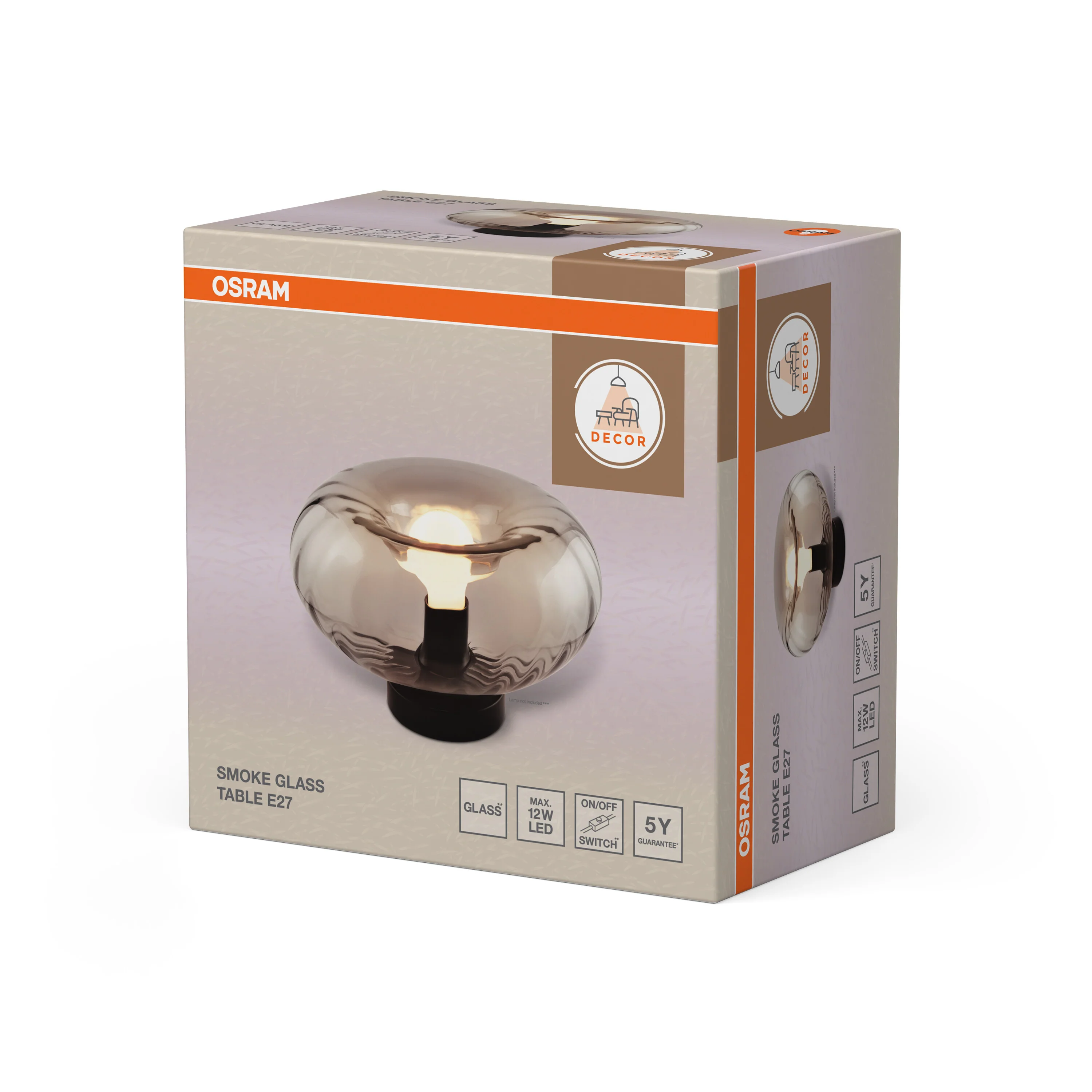 OSRAM Decor Smoke Glass Lampa stołowa E27 czarna - Image 6