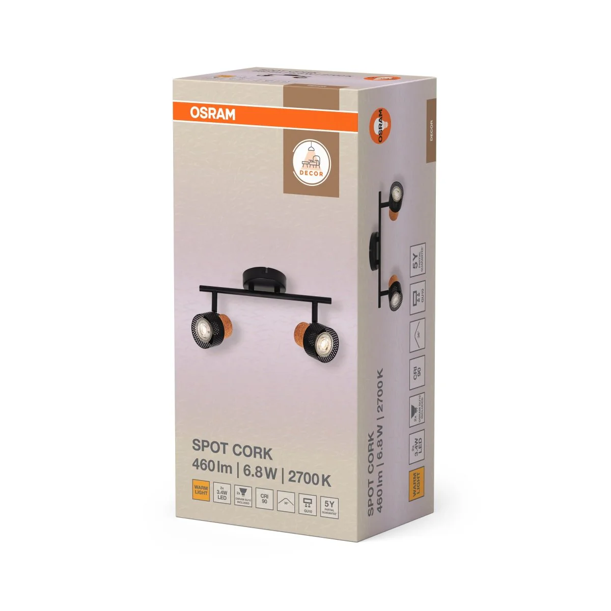 OSRAM DECOR SPOT CORK BLACK 2x3.4W 927 DIM - Image 2