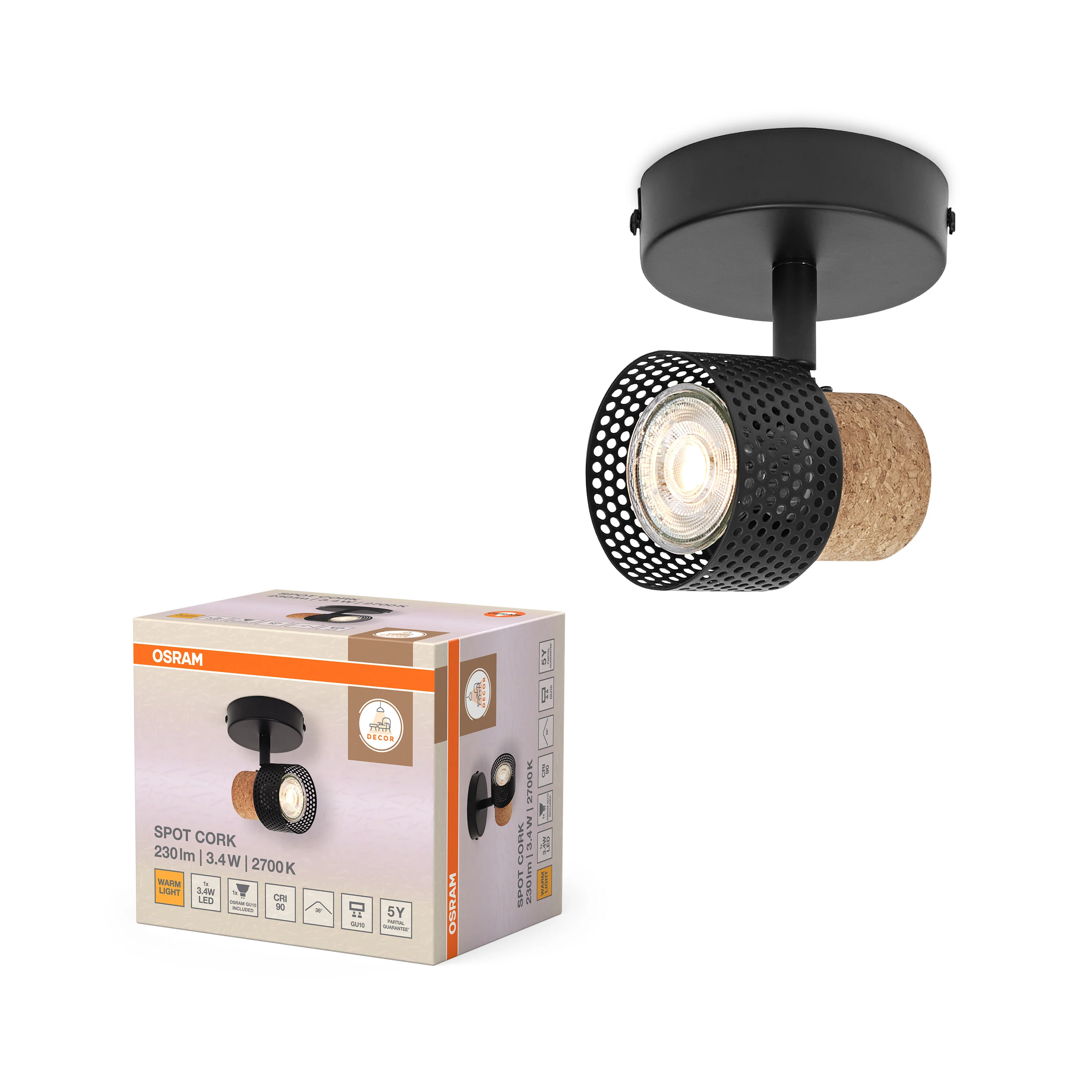 OSRAM DECOR SPOT CORK BLACK 3.4W 927 - Image 5