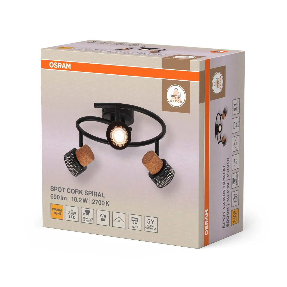 OSRAM DECOR SPOT CORK BLACK Spiral 3.4W 927 DIM - Image 2