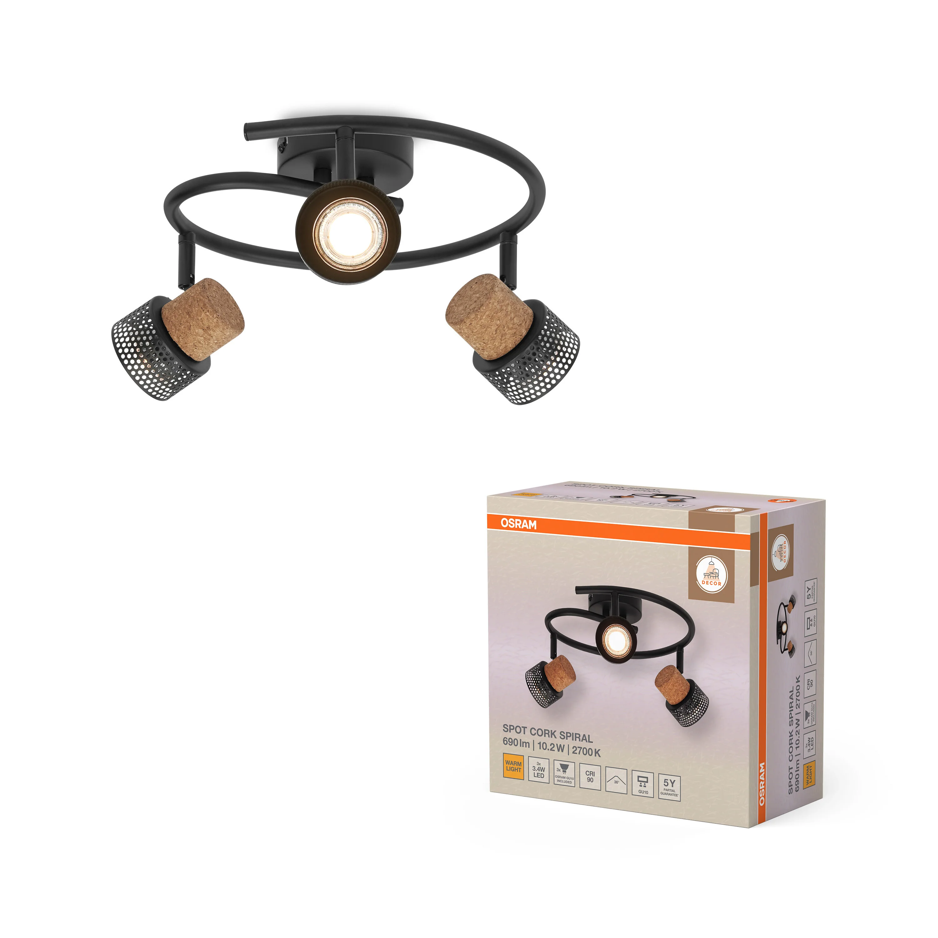 OSRAM DECOR SPOT CORK BLACK Spiral 3.4W 927 DIM - Image 5