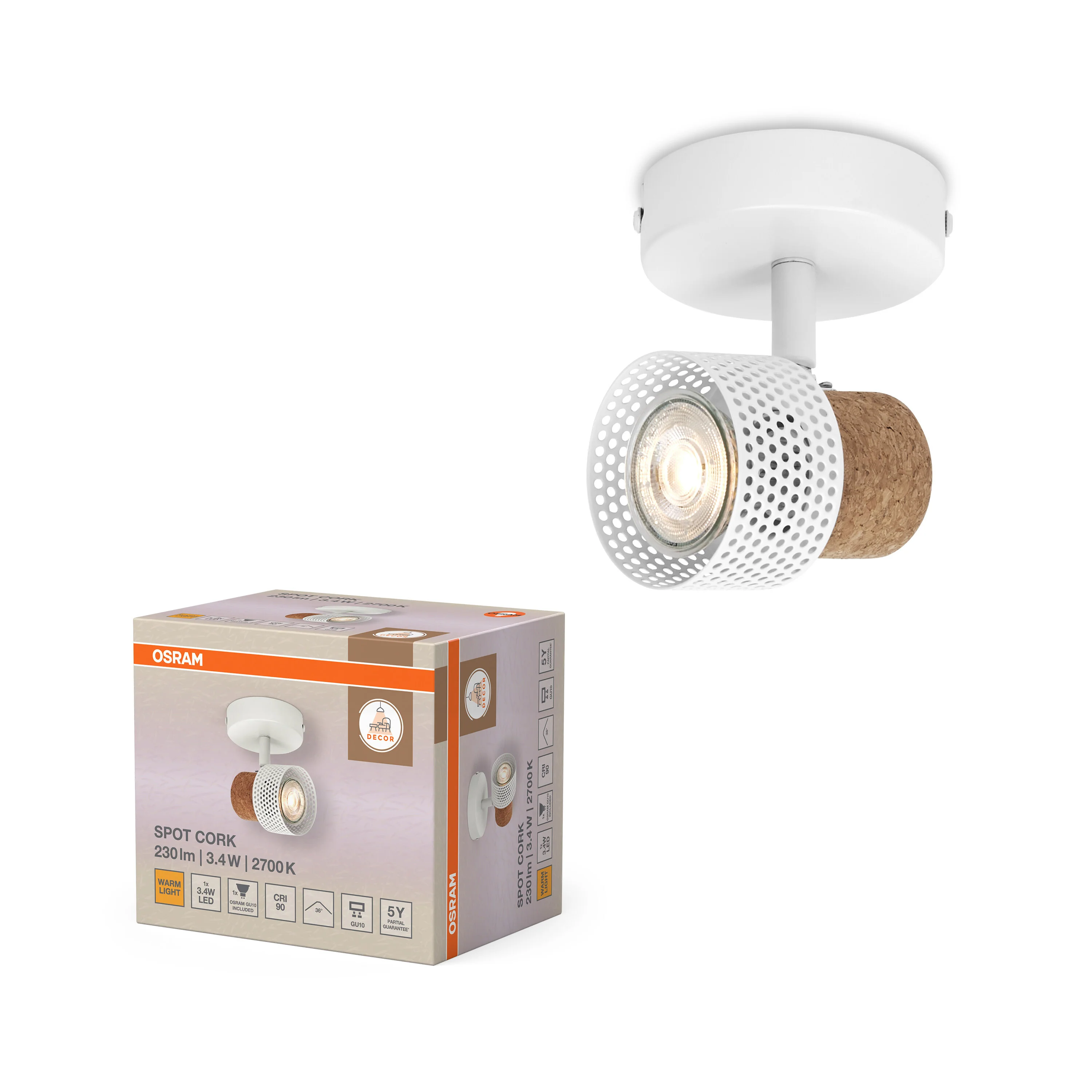 OSRAM DECOR SPOT CORK WHITE 1x3.4W 927 DIM - Image 5