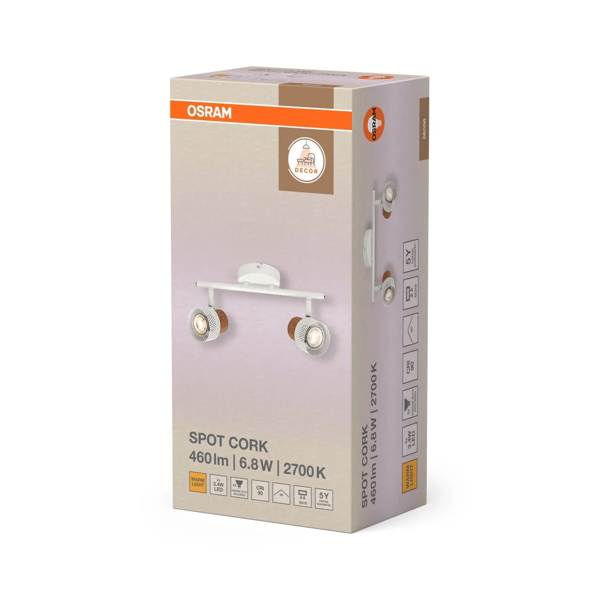 OSRAM DECOR SPOT CORK WHITE 2x3.4W 927 DIM - Image 2