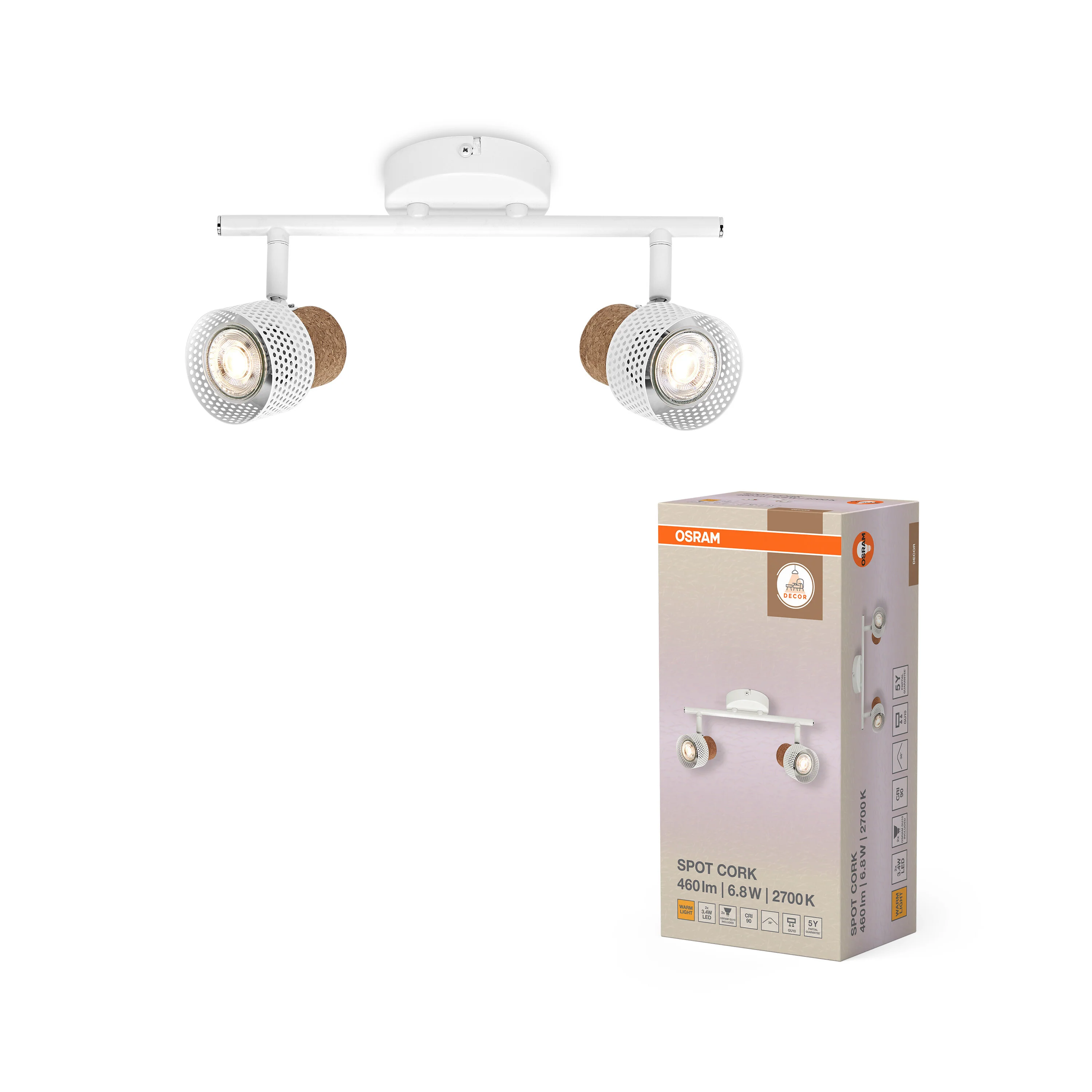 OSRAM DECOR SPOT CORK WHITE 2x3.4W 927 DIM - Image 5