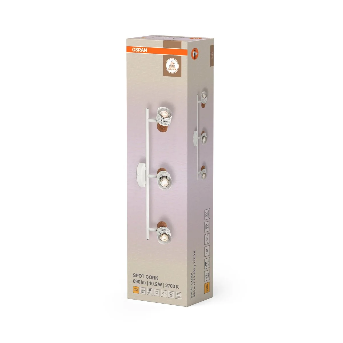 OSRAM DECOR SPOT CORK WHITE 3x3.4W 927 DIM - Image 2