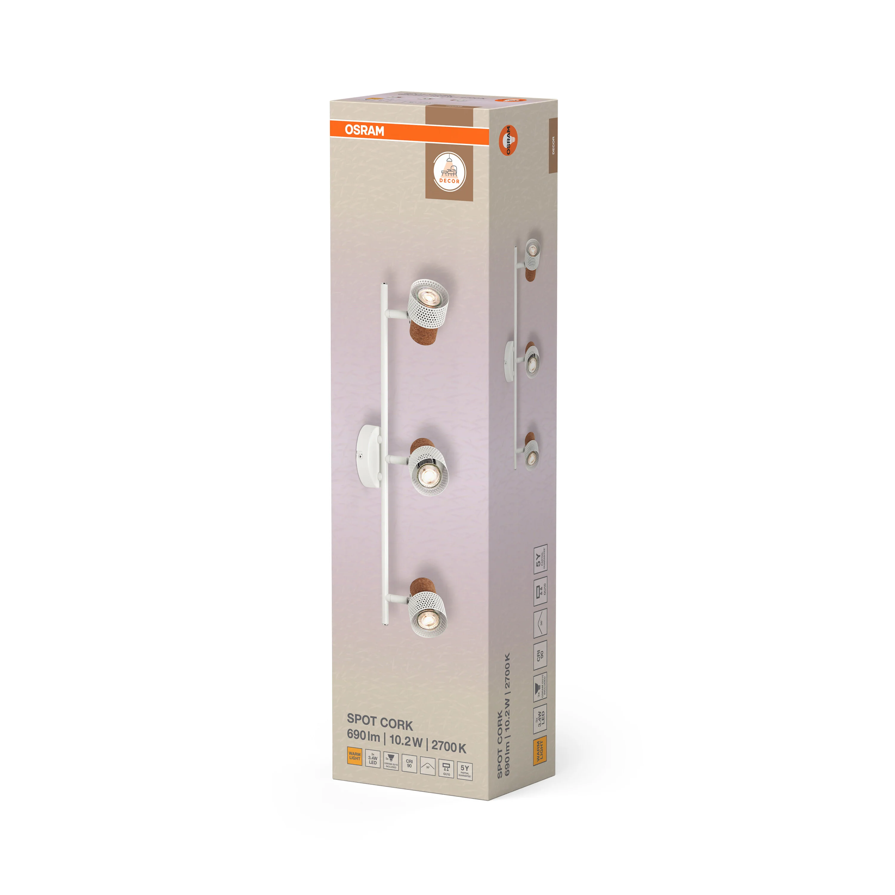 OSRAM DECOR SPOT CORK WHITE 3x3.4W 927 DIM - Image 6