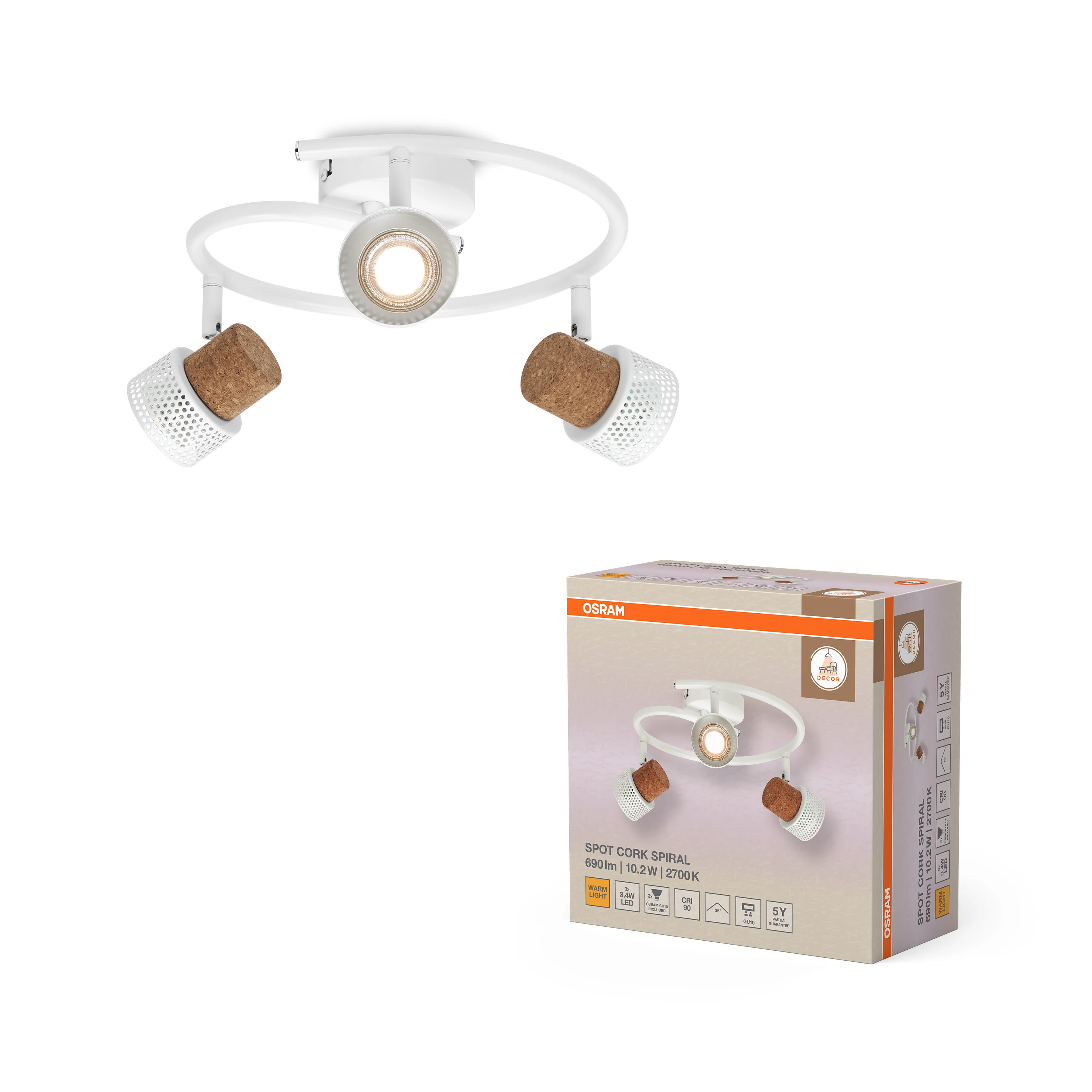 OSRAM DECOR SPOT CORK WHITE Spiral 3x3.4W 927 DIM - Image 5