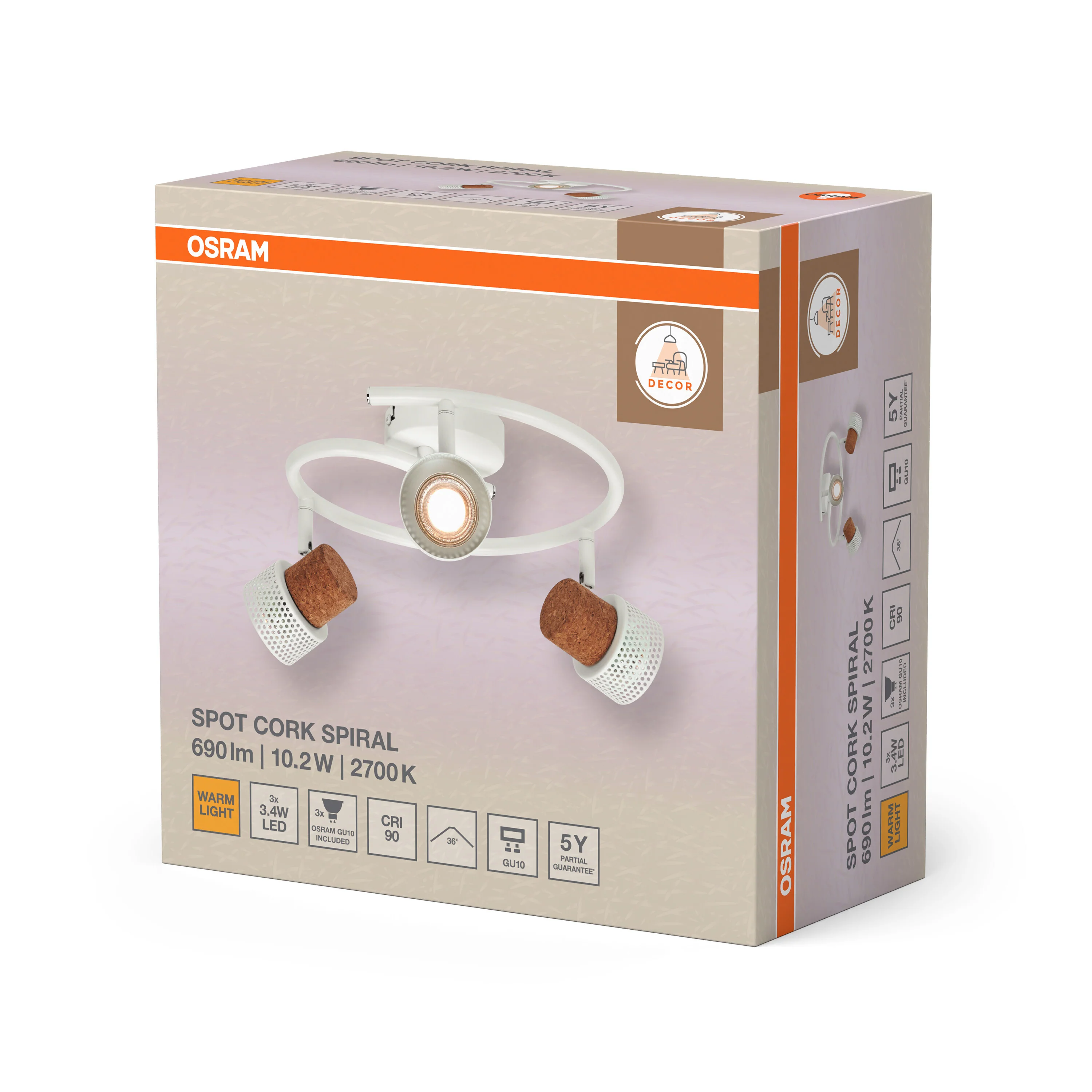 OSRAM DECOR SPOT CORK WHITE Spiral 3x3.4W 927 DIM - Image 6