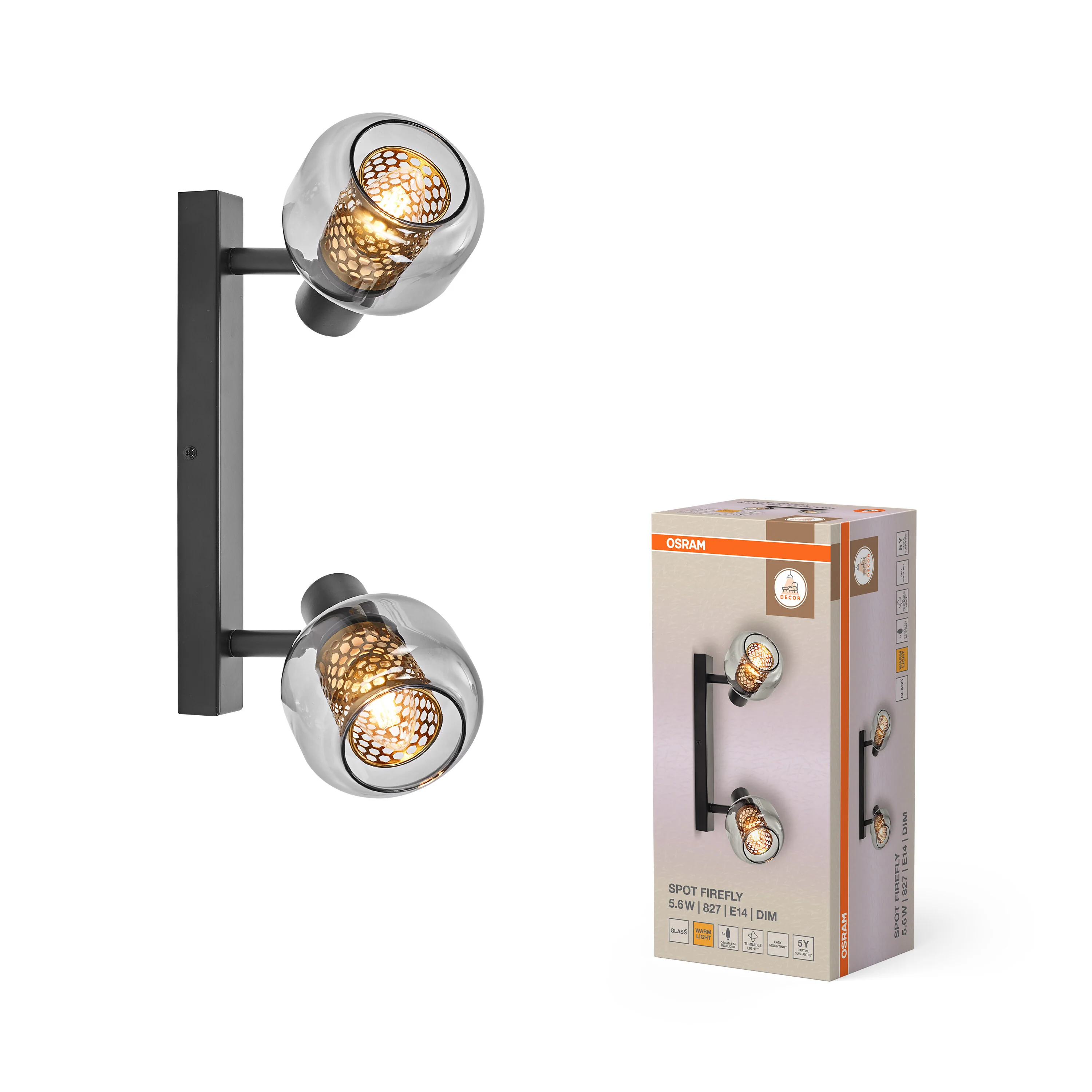 OSRAM Decor Spot Firefly 2x2.8W 827 E14 czarny - Image 5