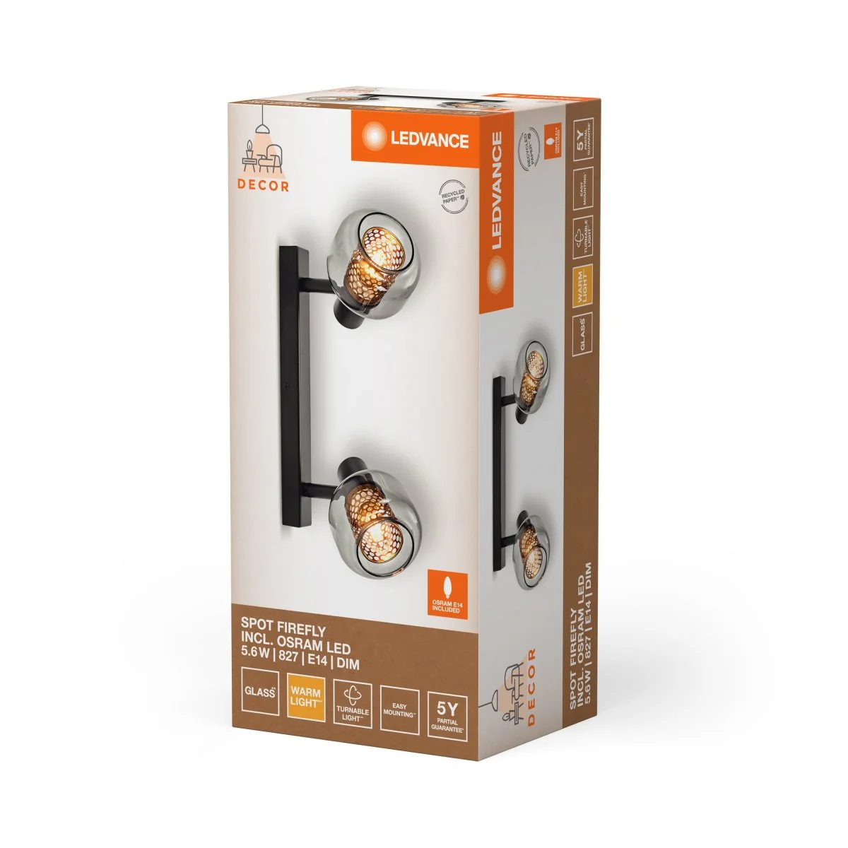 OSRAM Decor Spot Firefly 2x2.8W 827 E14 czarny połysk - Image 2