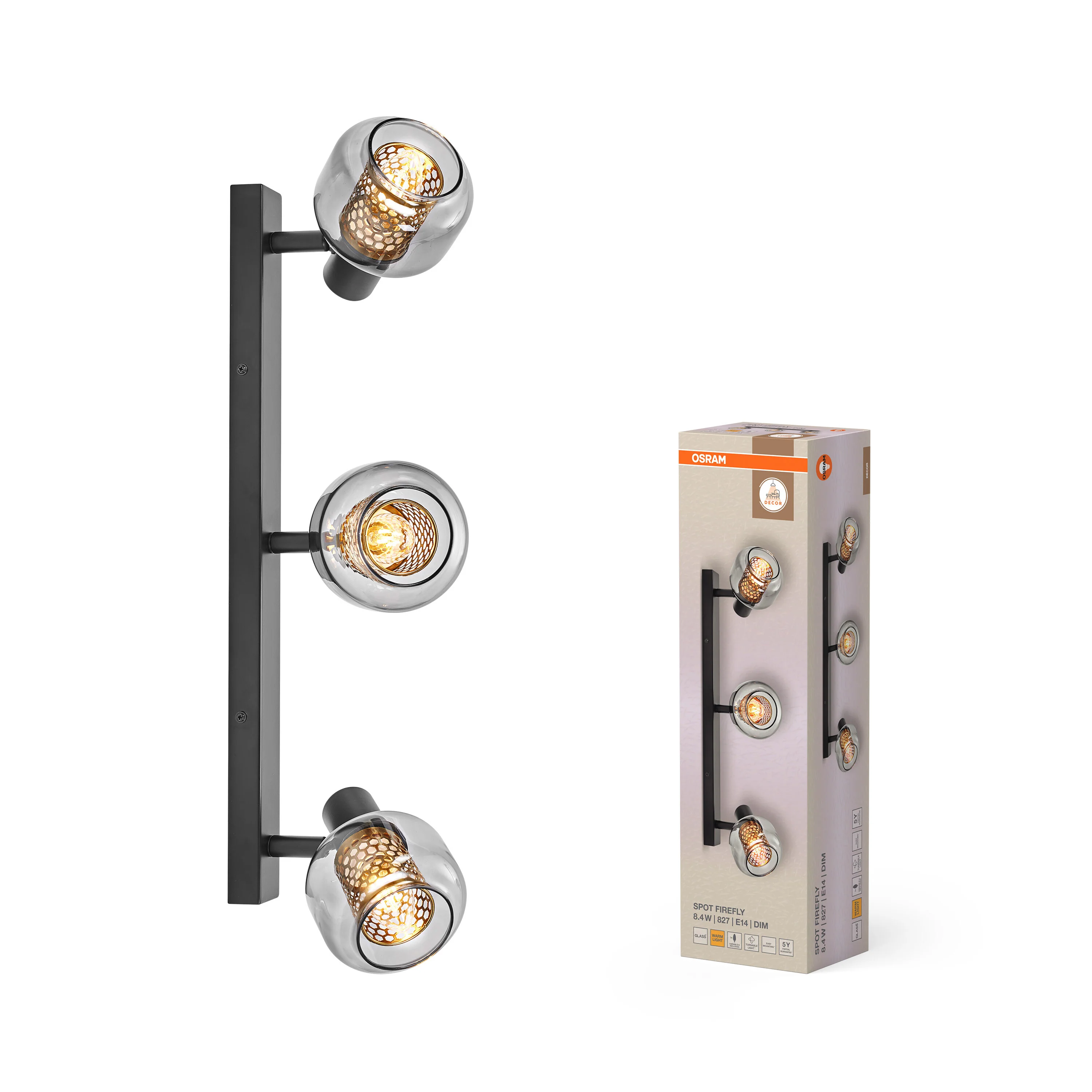 OSRAM Decor Spot Firefly 3x2.8W 827 E14 czarny - Image 5