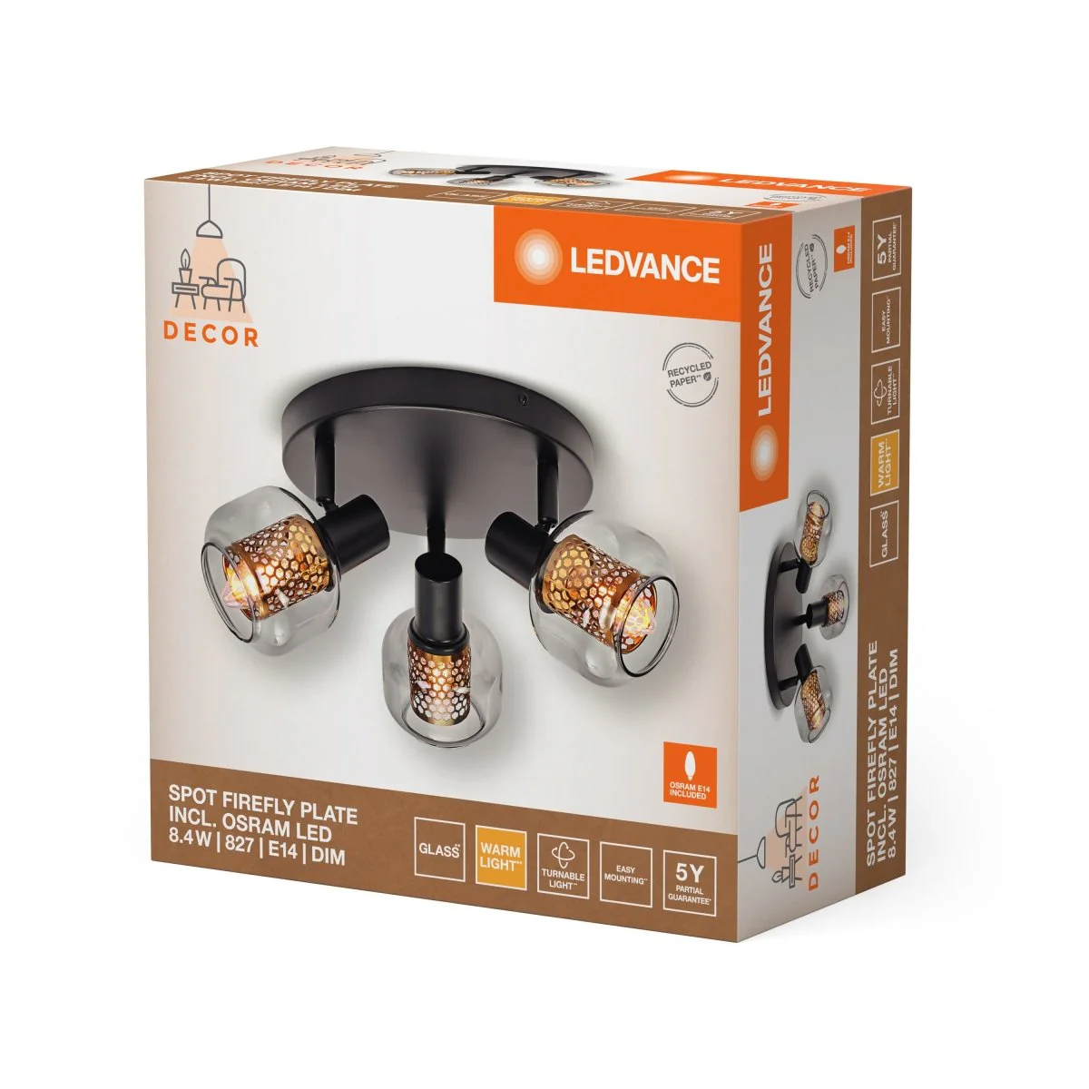 OSRAM DECOR SPOT FIREFLY 3x2.8W E14 czarny - Image 2