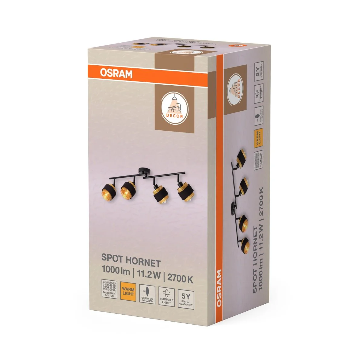 OSRAM Decor Spot Hornet 4x2.8W 827 E14 czarny - Image 2