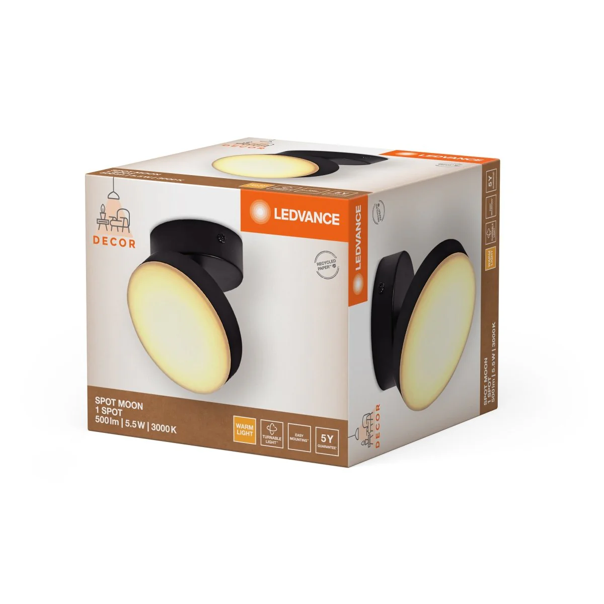 OSRAM Decor Spot Moon 1-Spot 5.5W 830 czarny mat - Image 2