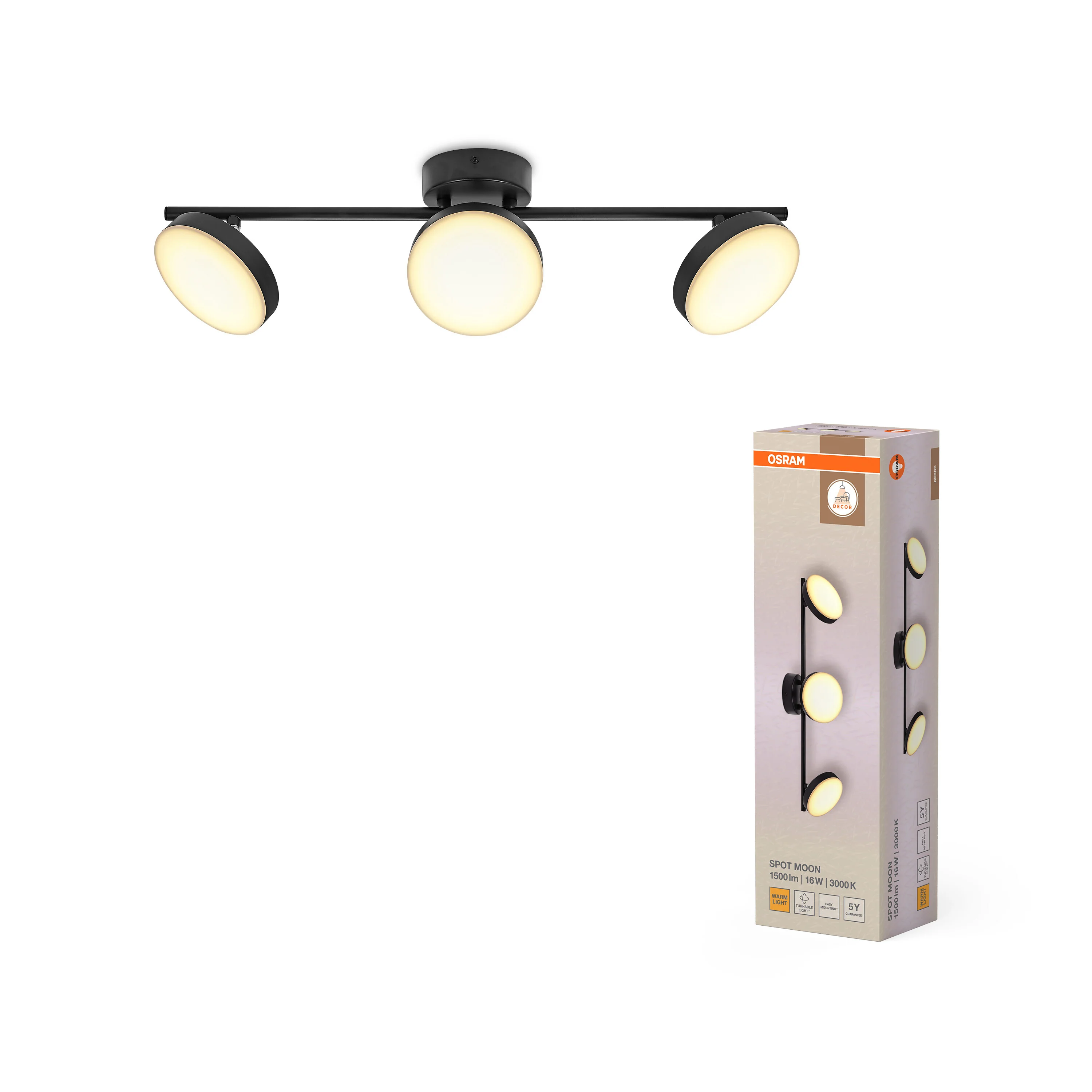 OSRAM Decor Spot Moon 3-Spot 16W 830 czarny - Image 5