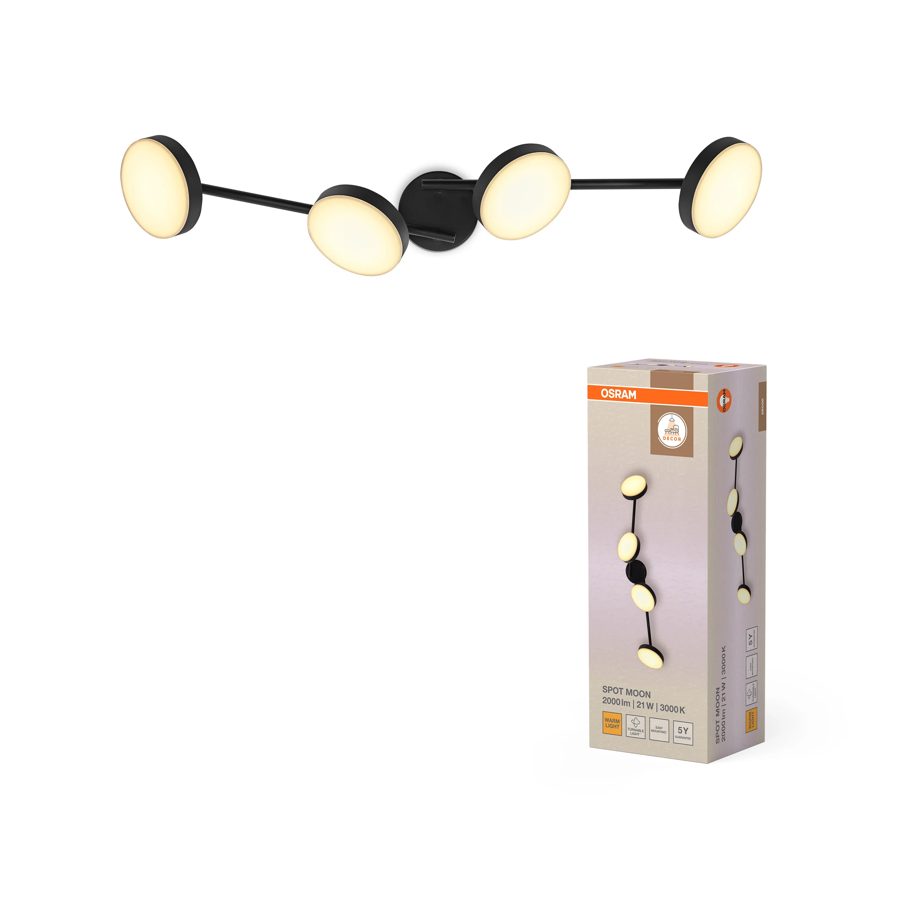 OSRAM Decor Spot Moon 4-Spot 21W 830 czarny - Image 5