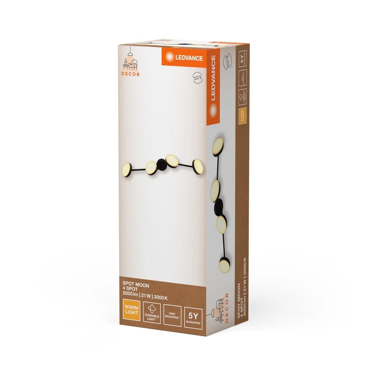 OSRAM Decor Spot Moon 4-Spot 21W 830 czarny matowy - Image 2