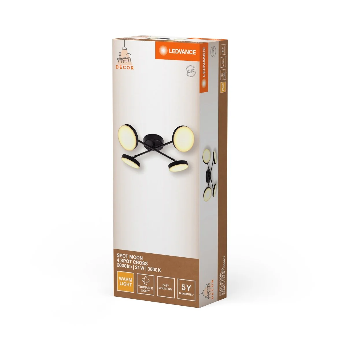 OSRAM DECOR SPOT MOON 4-Spot Cross 21W 830 czarny - Image 2