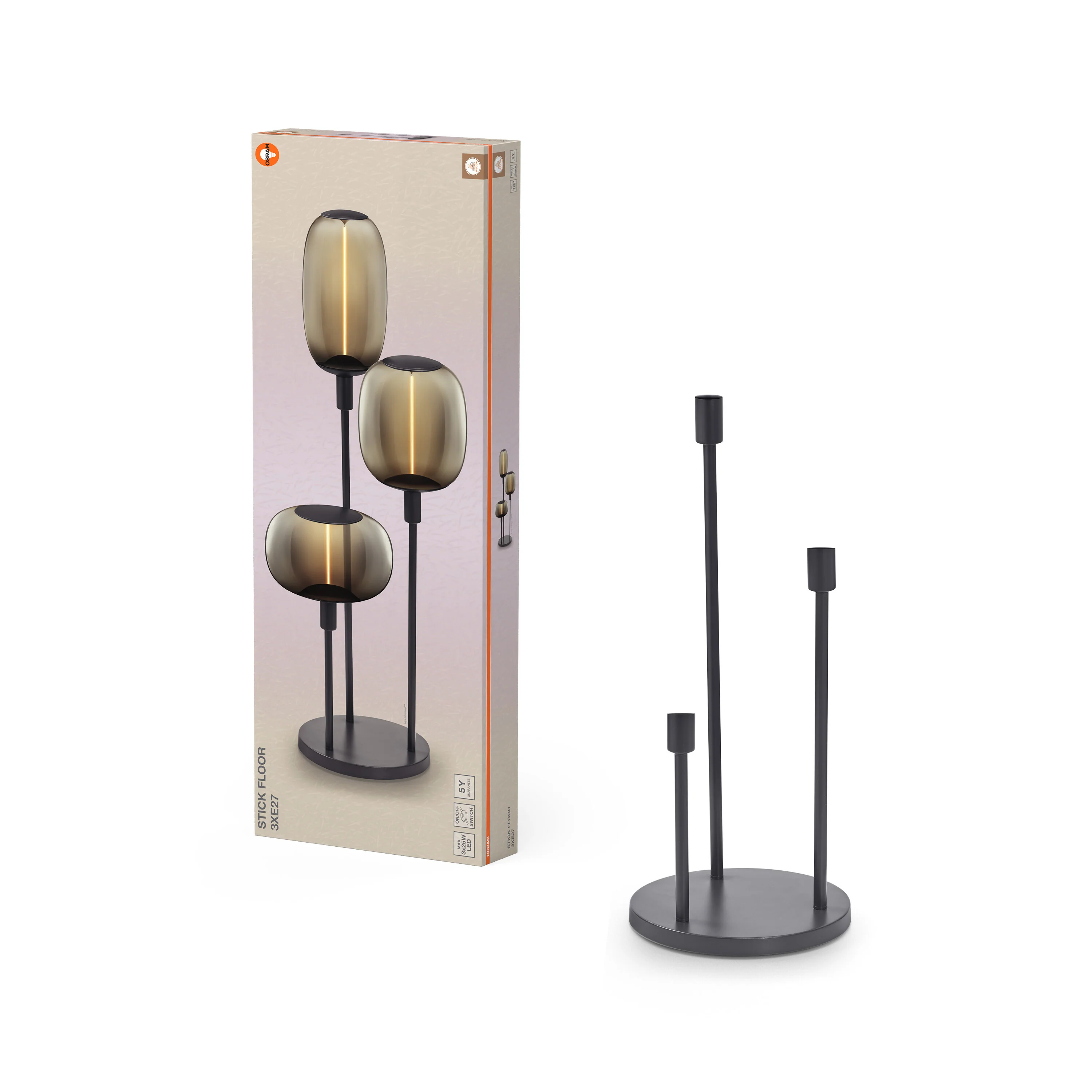 OSRAM Decor Stick Lampa stojąca  ciemnoszara 3XE27 - Image 5