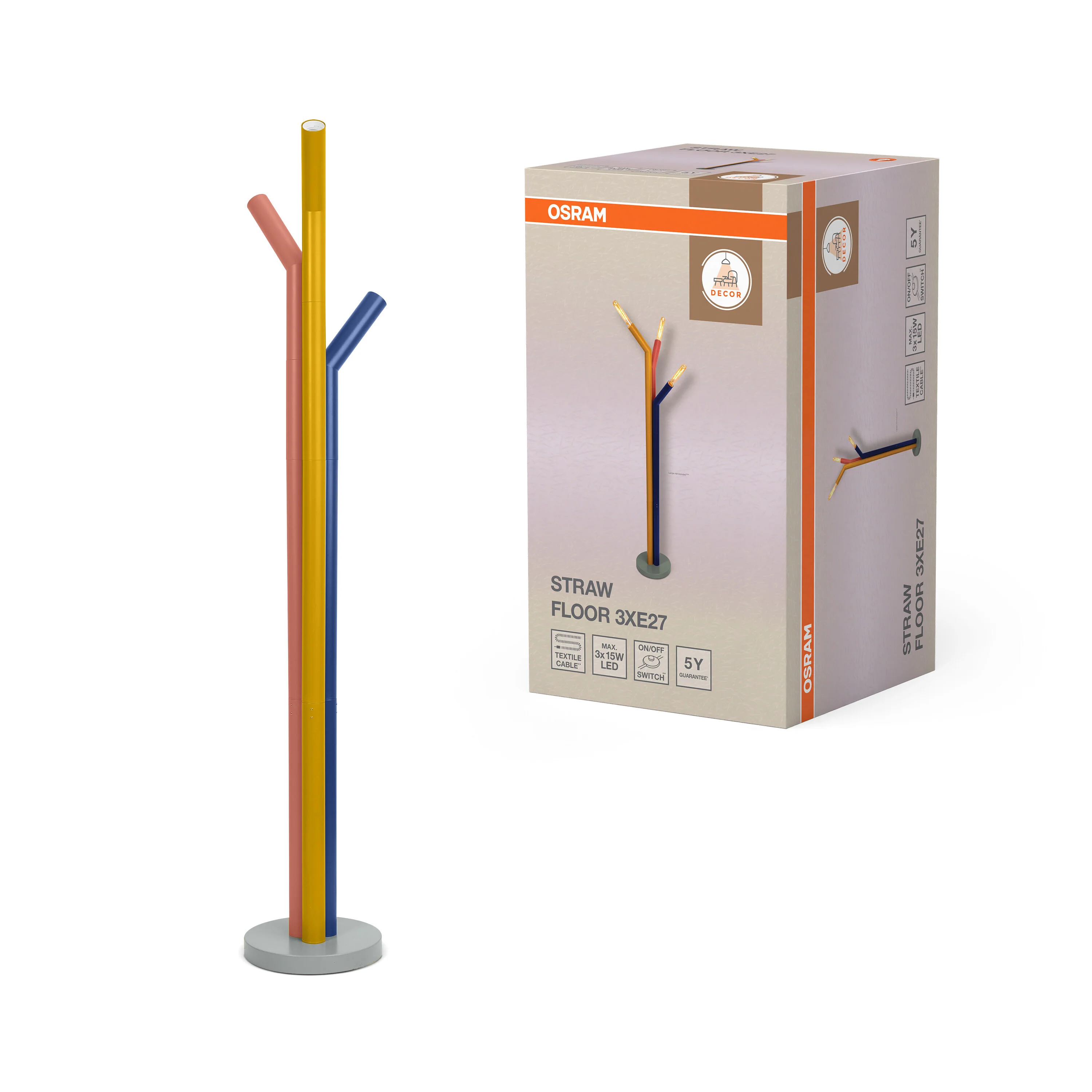 OSRAM Decor Straw  Lampa stojąca 3xE27 multikolor - Image 5