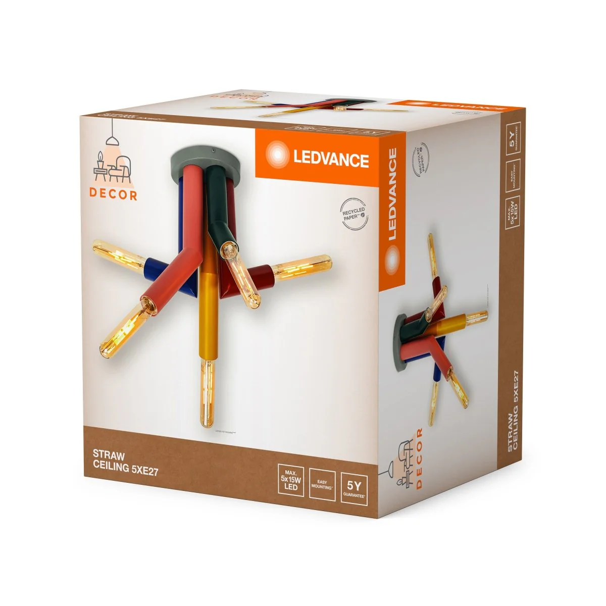 OSRAM Decor Straw Plafon 5xE27 kolorowy - Image 2