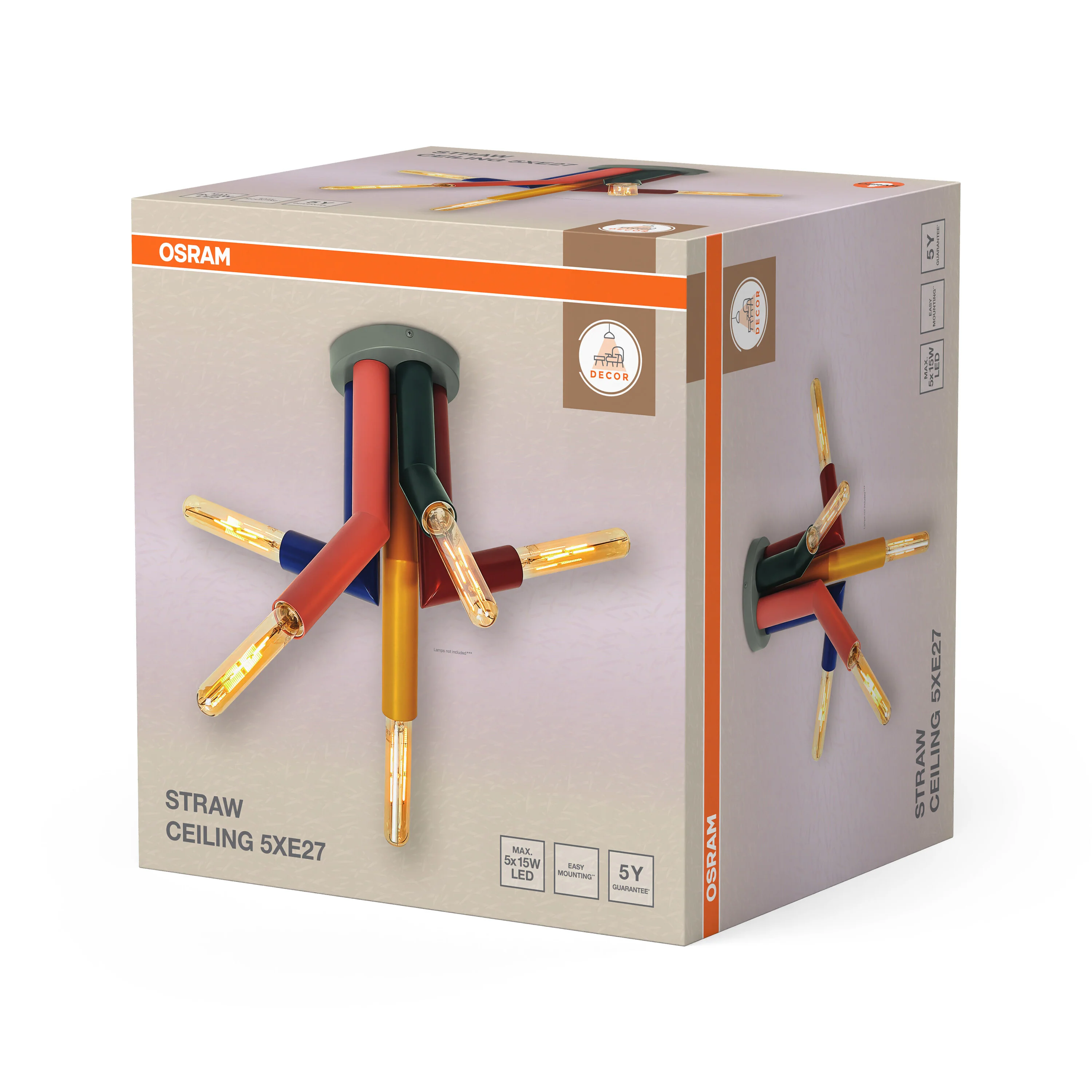 OSRAM Decor Straw Plafon 5xE27 multikolor - Image 6