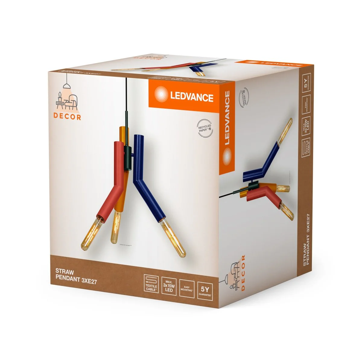 OSRAM Decor Straw Wisząca 3xE27 kolorowa - Image 2