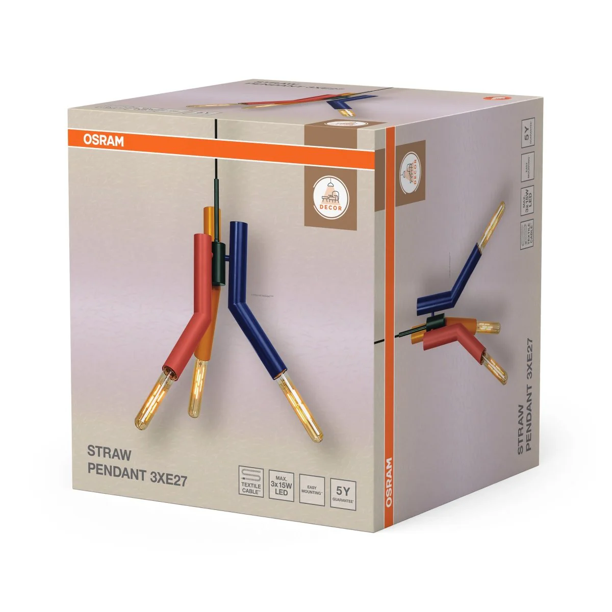 OSRAM Decor Straw Wisząca 3xE27 multikolor - Image 2