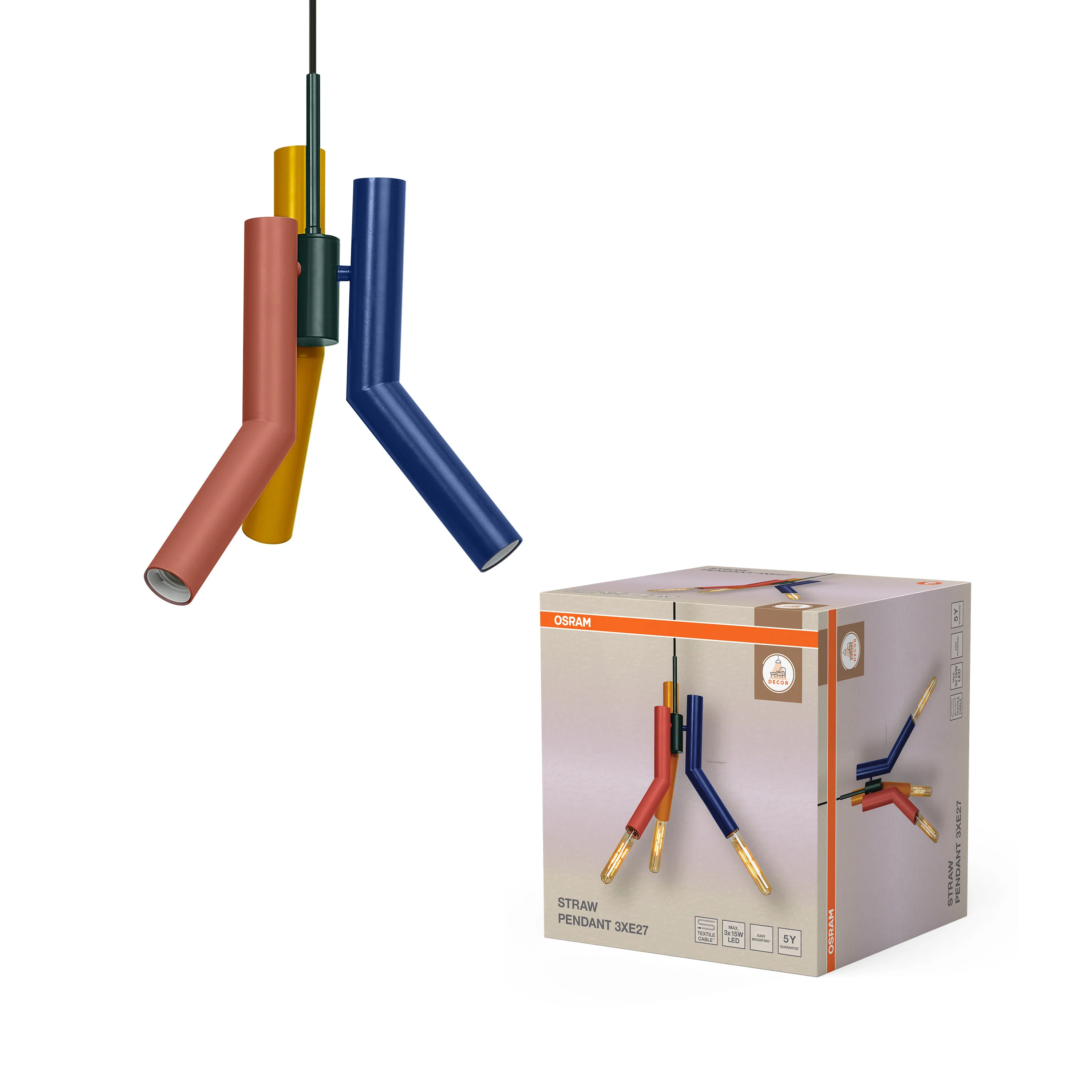 OSRAM Decor Straw Wisząca 3xE27 multikolor - Image 5