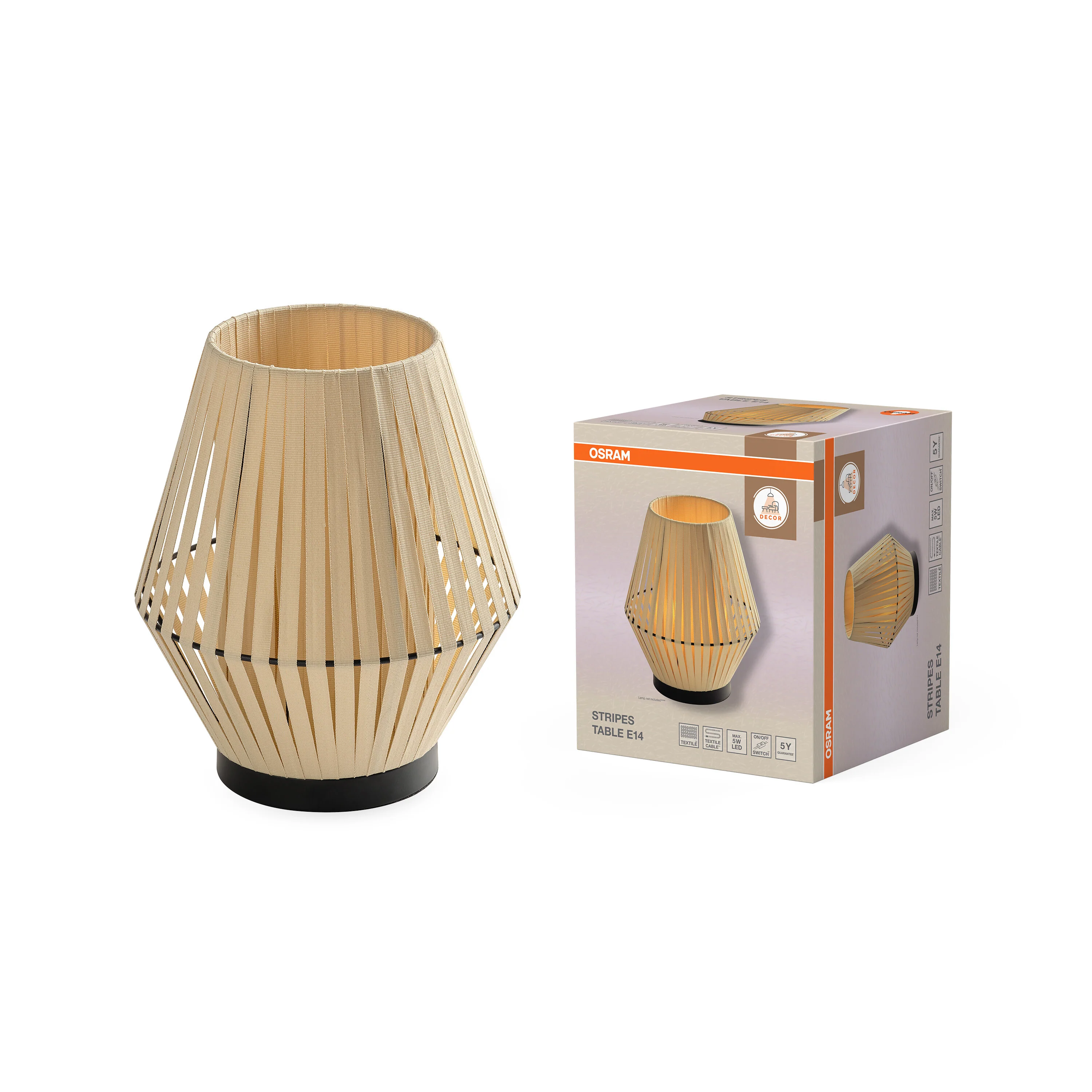 OSRAM Decor Stripes Lampa stołowa 1xE14 beżowa - Image 5