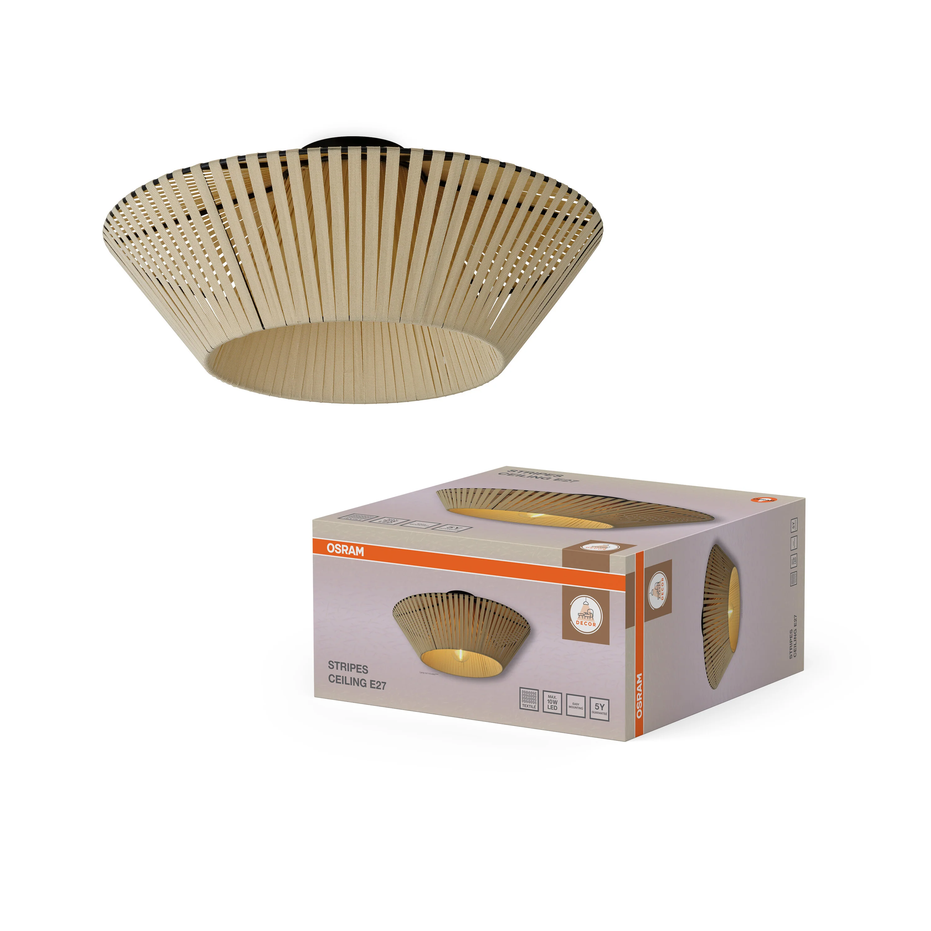 OSRAM Decor Stripes Plafon 1xE27 beżowy - Image 5