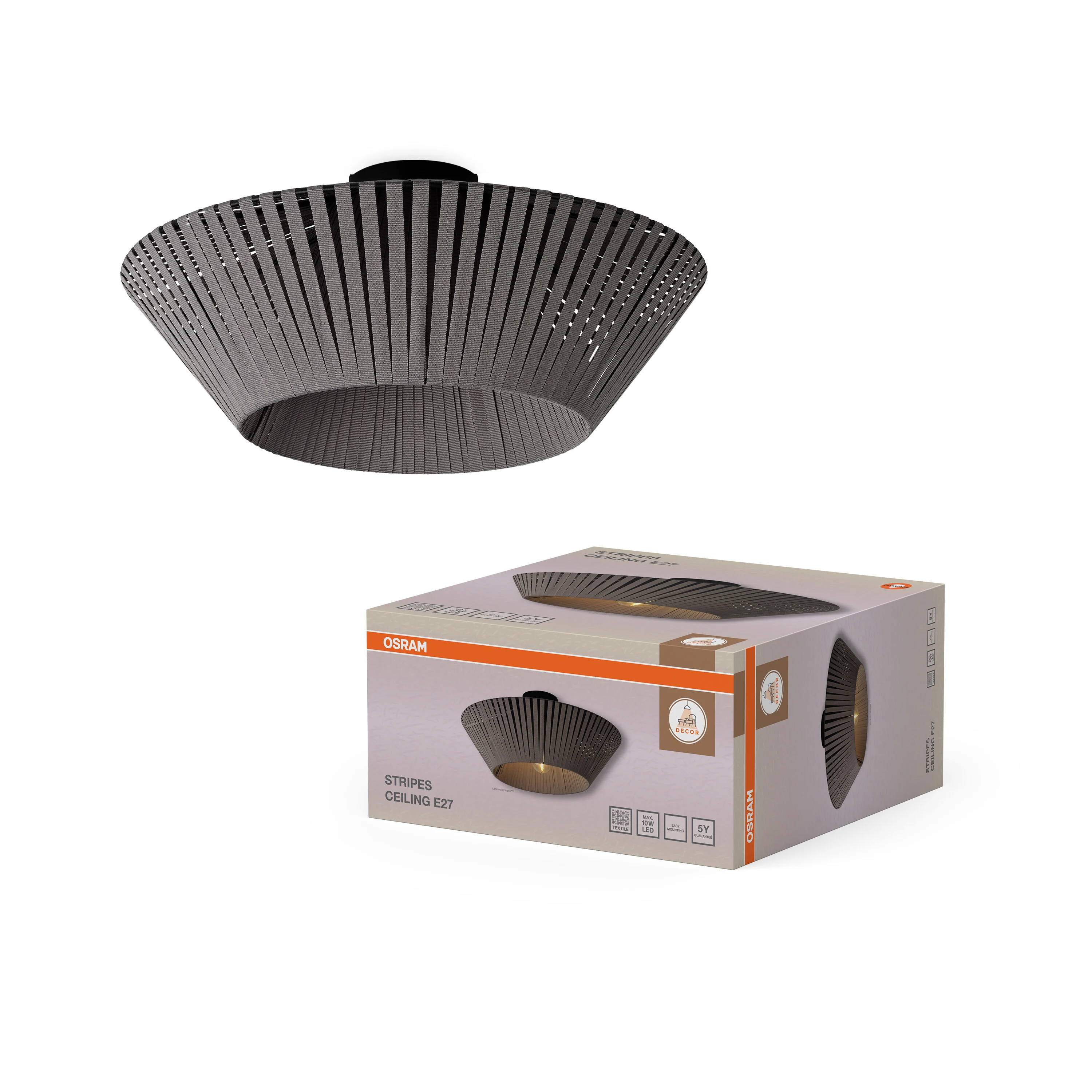 OSRAM Decor Stripes Plafon 1xE27 ciemnoszary - Image 5