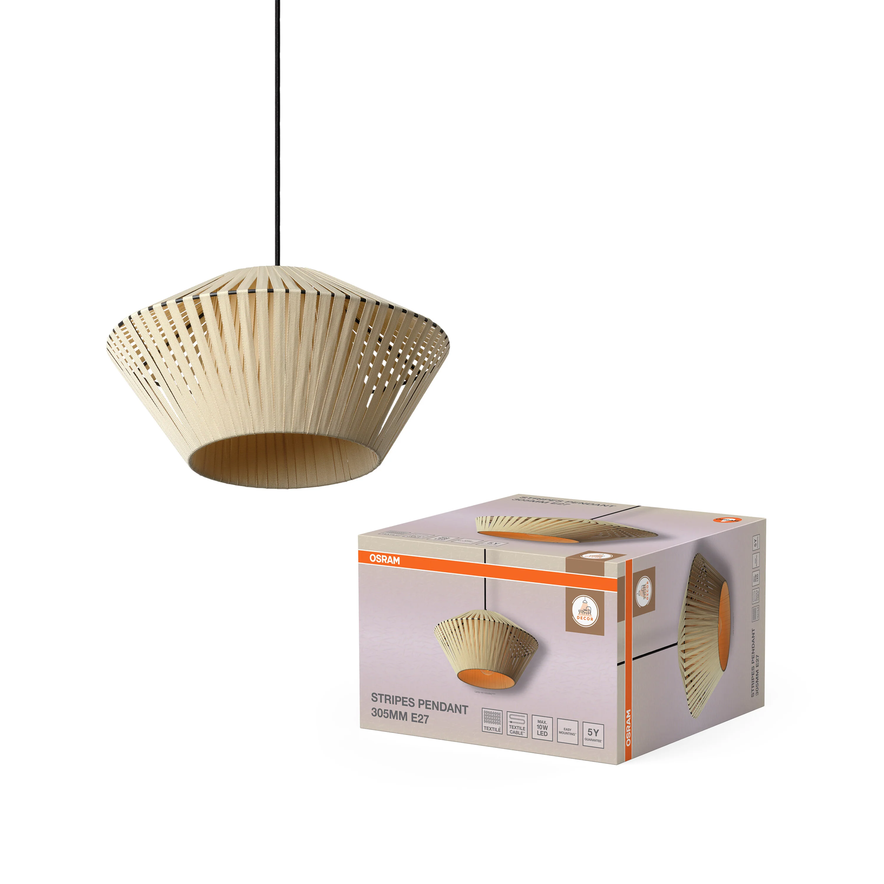 OSRAM Decor Stripes Wisząca 305 1xE27 beżowy - Image 5