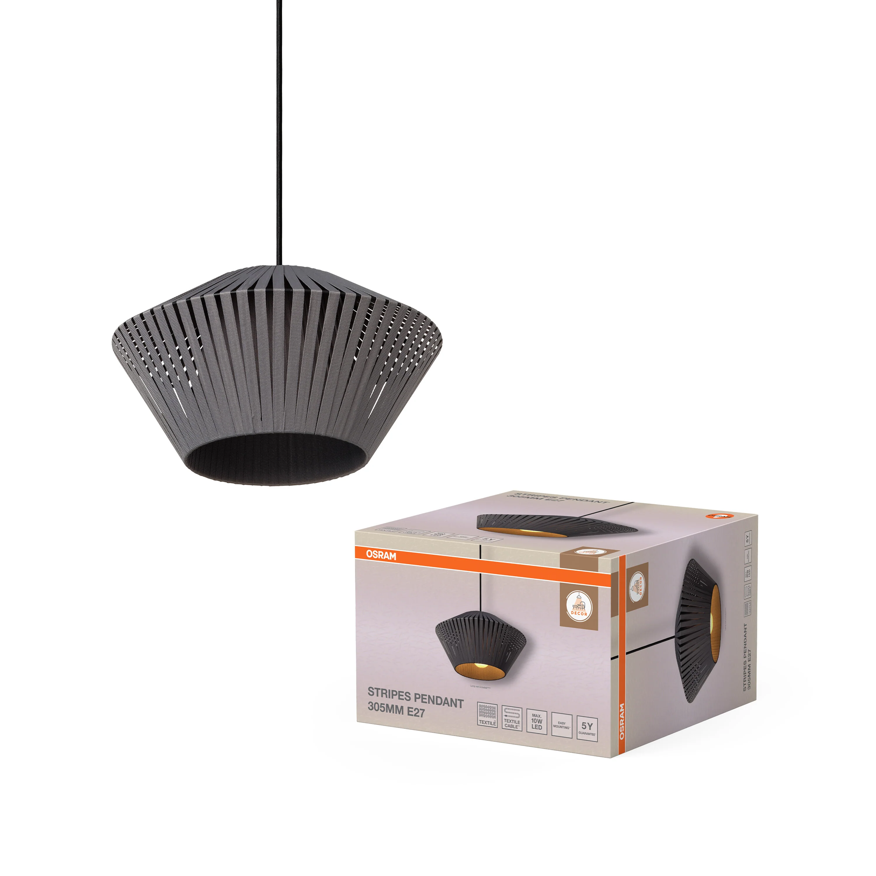OSRAM Decor Stripes Wisząca 305 1xE27 ciemnoszary - Image 5
