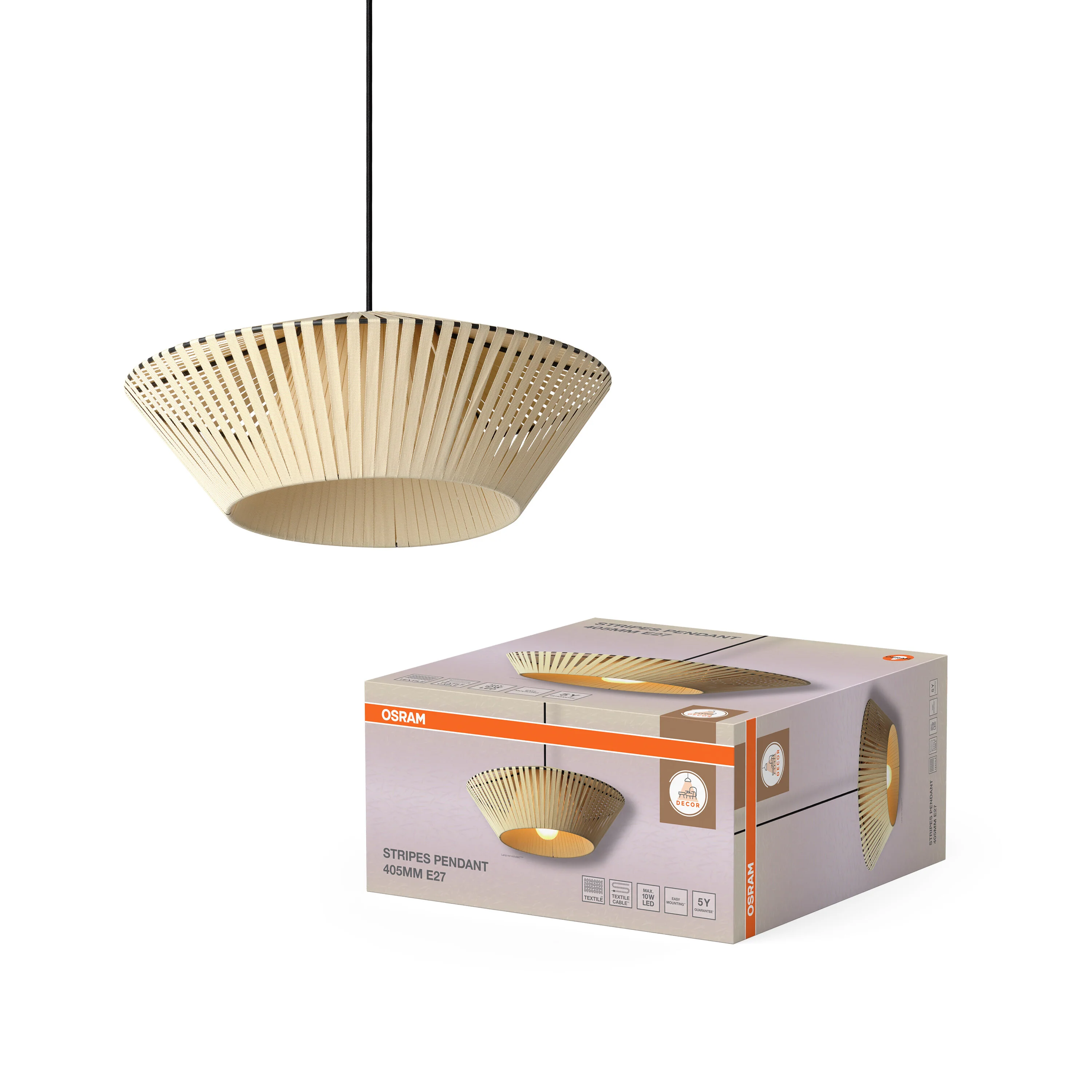 OSRAM Decor Stripes Wisząca 405 1xE27 beżowy - Image 5