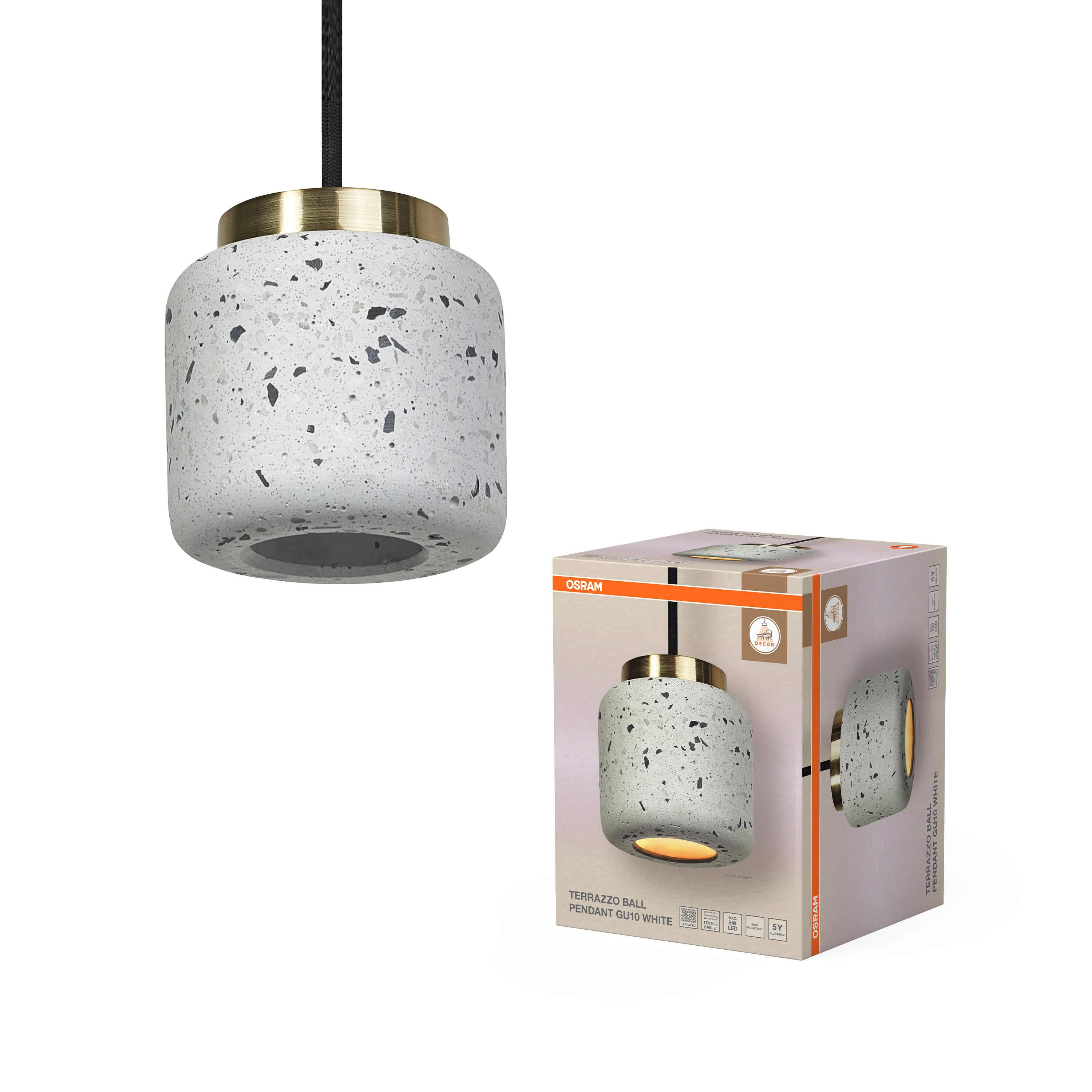 OSRAM Decor Terazzo Kula Wisząca 1XGU10 biały - Image 5