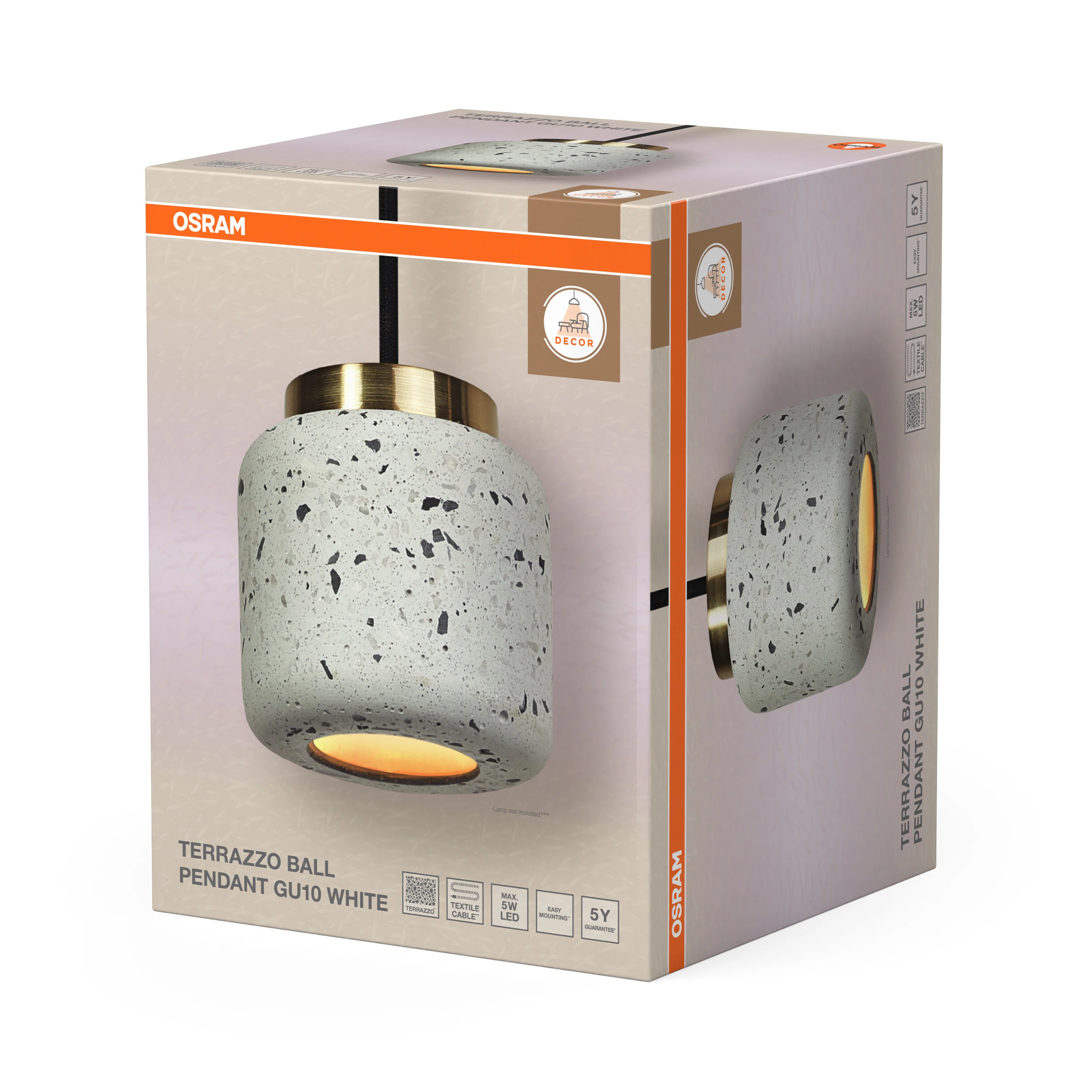 OSRAM Decor Terazzo Kula Wisząca 1XGU10 biały - Image 6