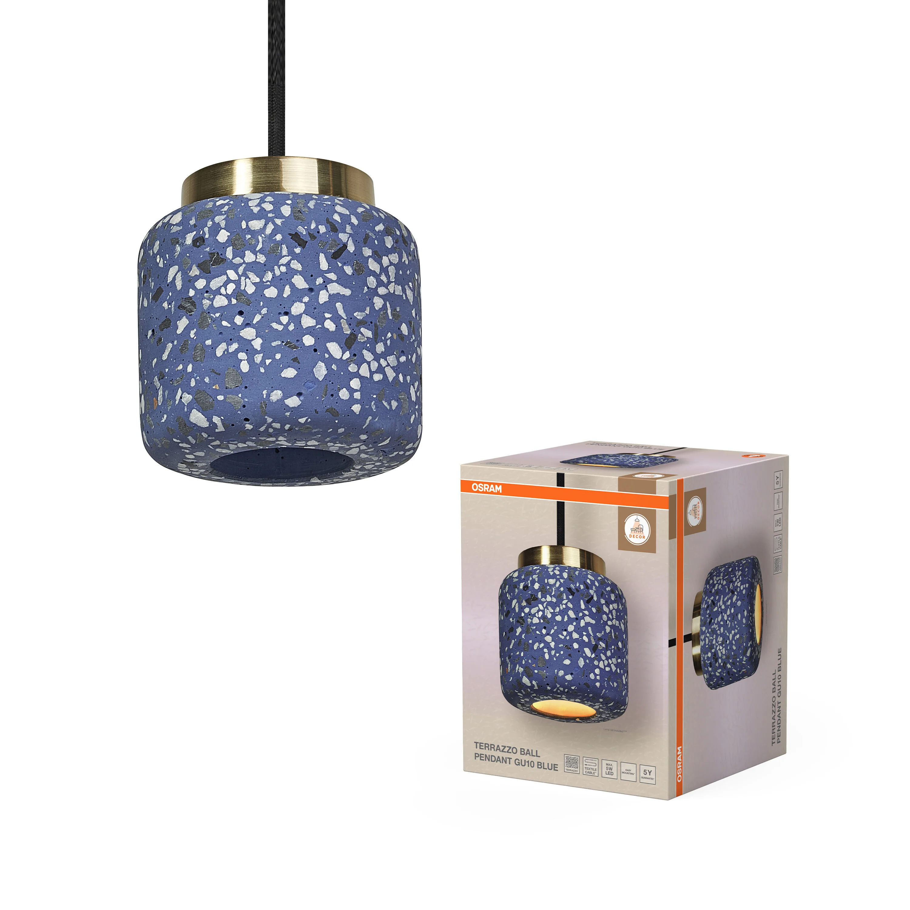 OSRAM Decor Terazzo Kula Wisząca 1XGU10 niebieski - Image 5