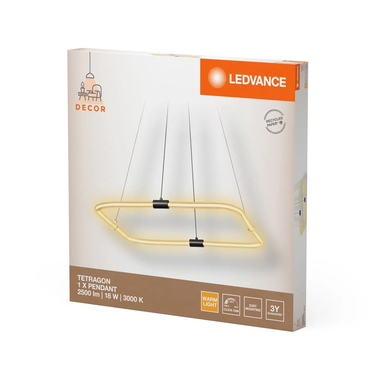 OSRAM Decor Tetragon Wisząca 18W 830 Click DIM - Image 2
