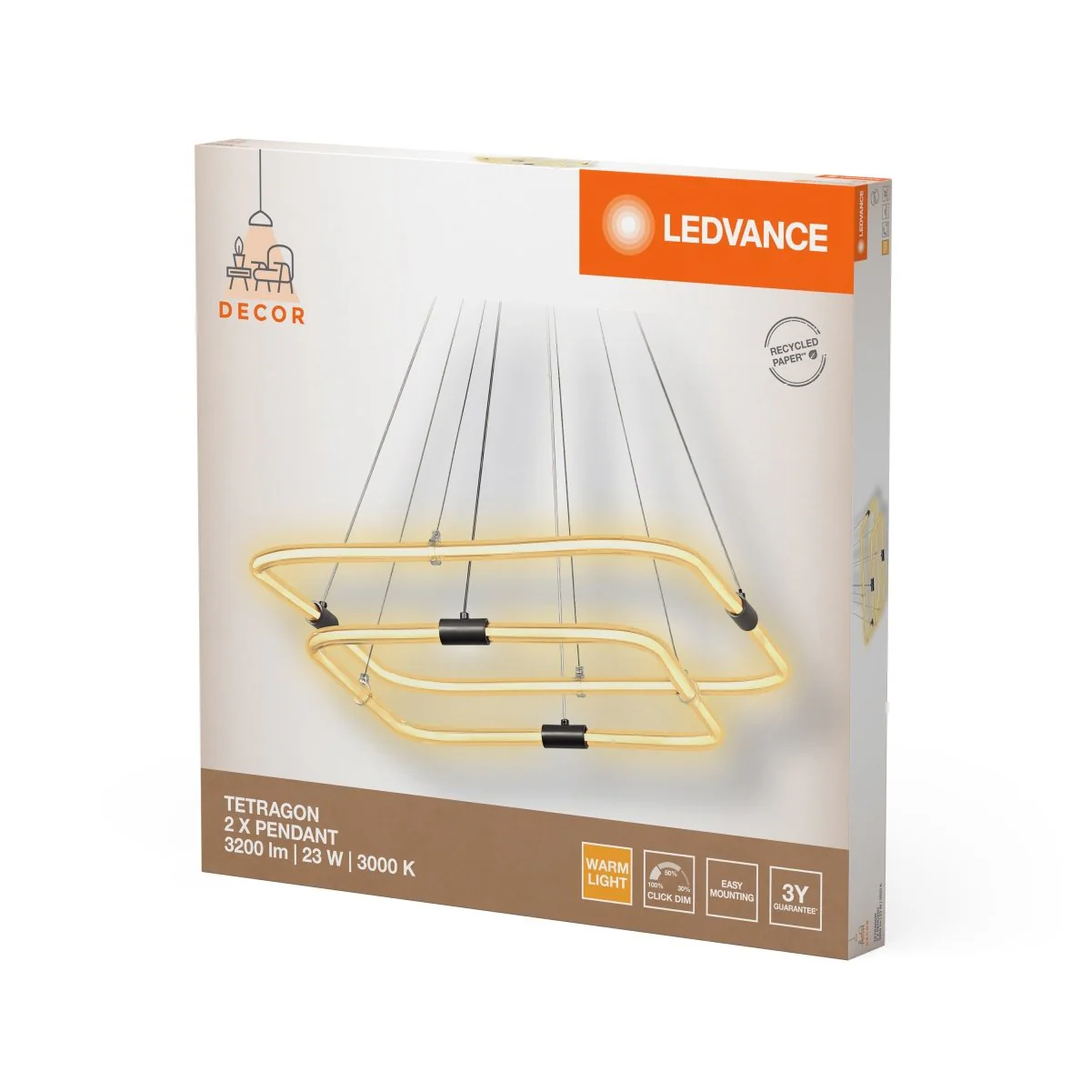 OSRAM Decor Tetragon Wisząca 2x 23W 830 Click DIM - Image 2