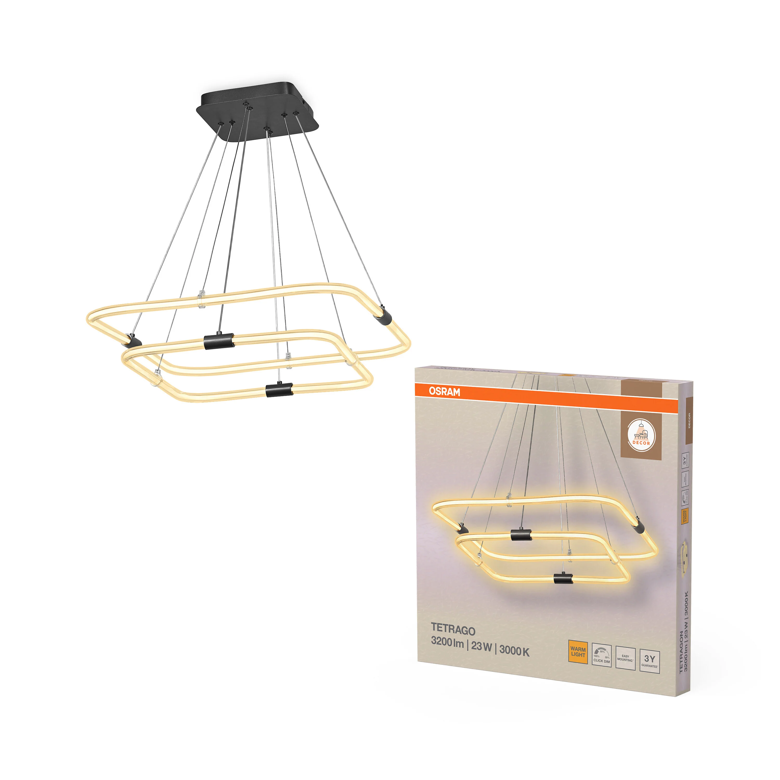 OSRAM Decor Tetragon Wisząca podwójny 23W 830 Click DIM - Image 5