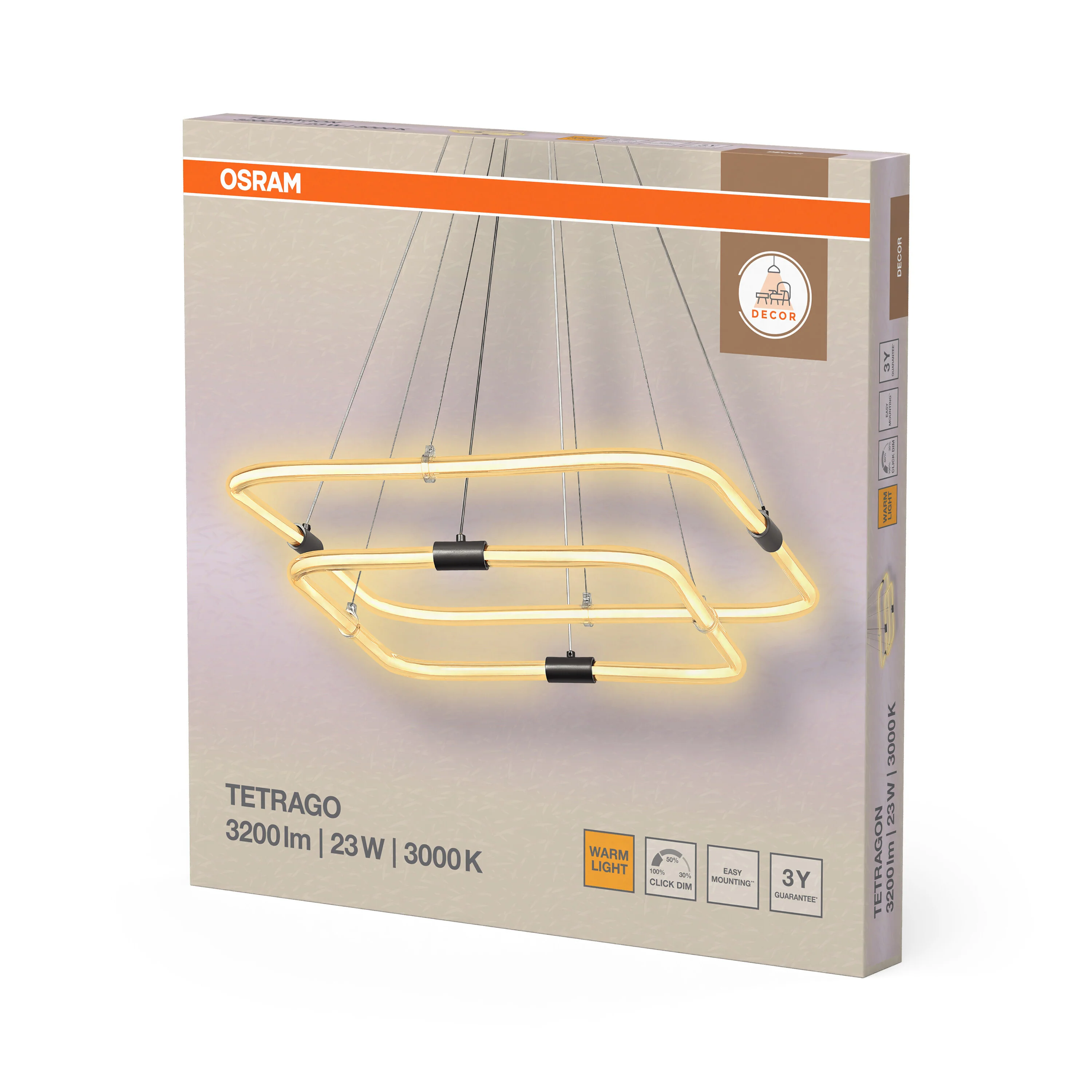 OSRAM Decor Tetragon Wisząca podwójny 23W 830 Click DIM - Image 6