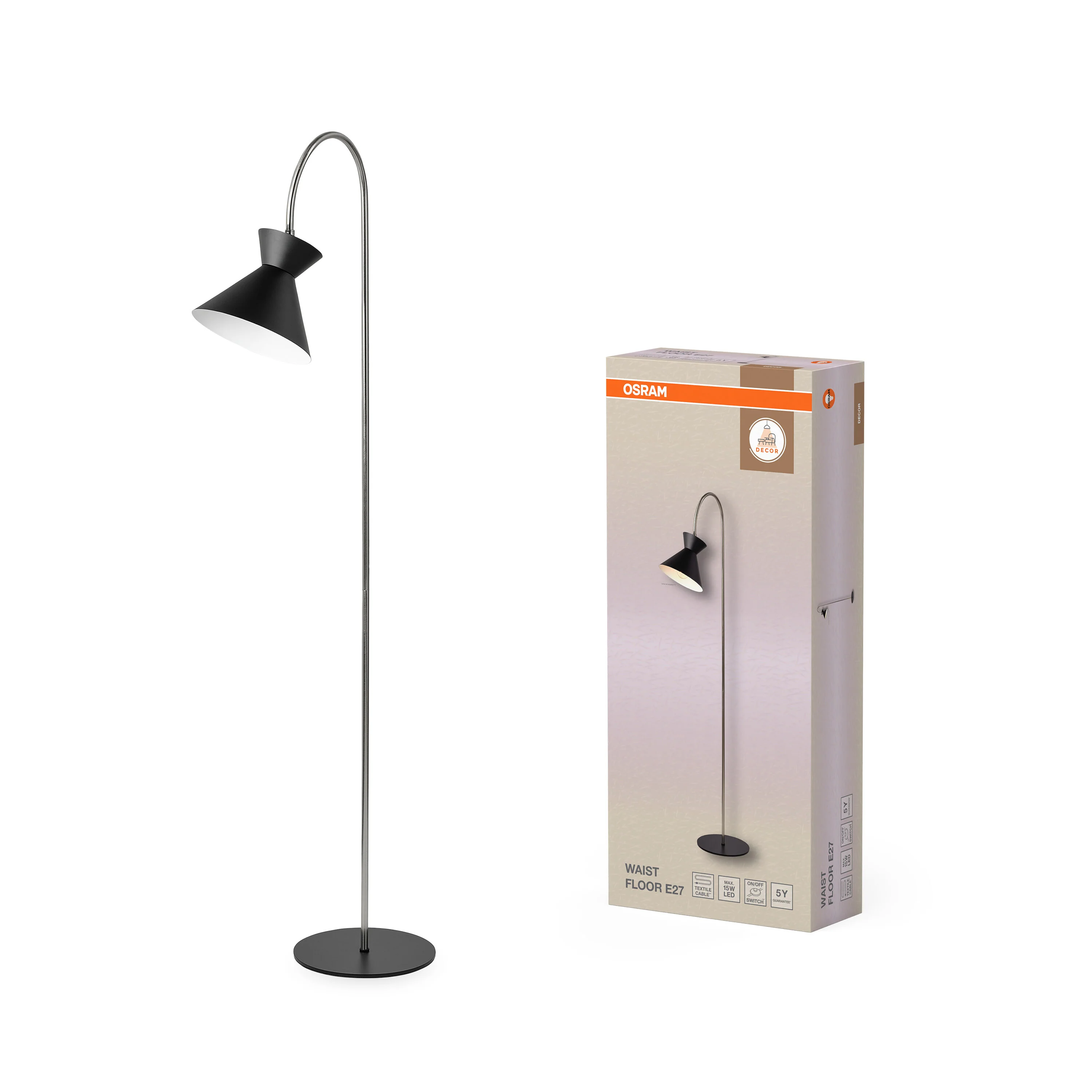 OSRAM Decor Waist Lampa stojąca E27 czarna - Image 5