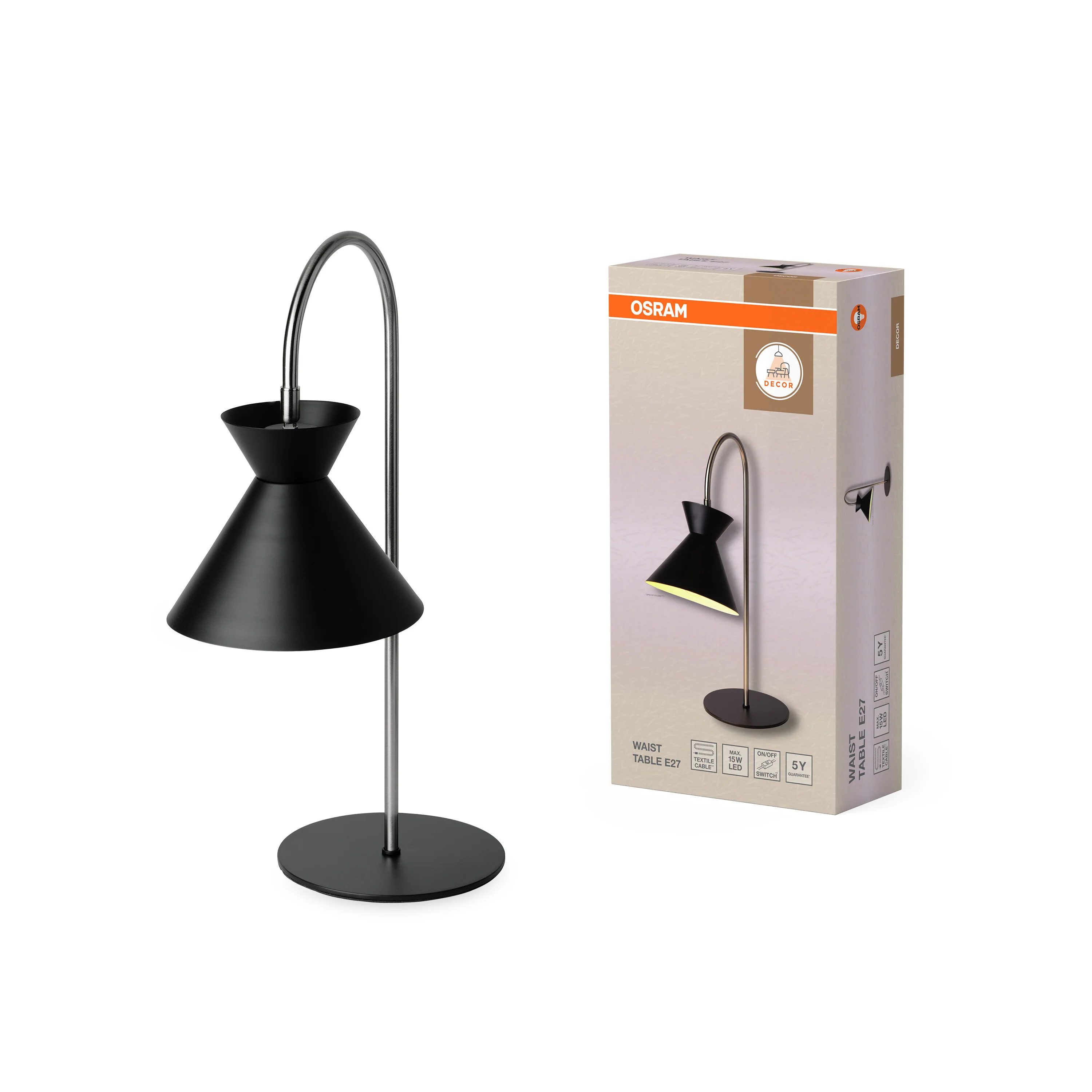 OSRAM Decor Waist Lampa stołowa E27 czarna - Image 5
