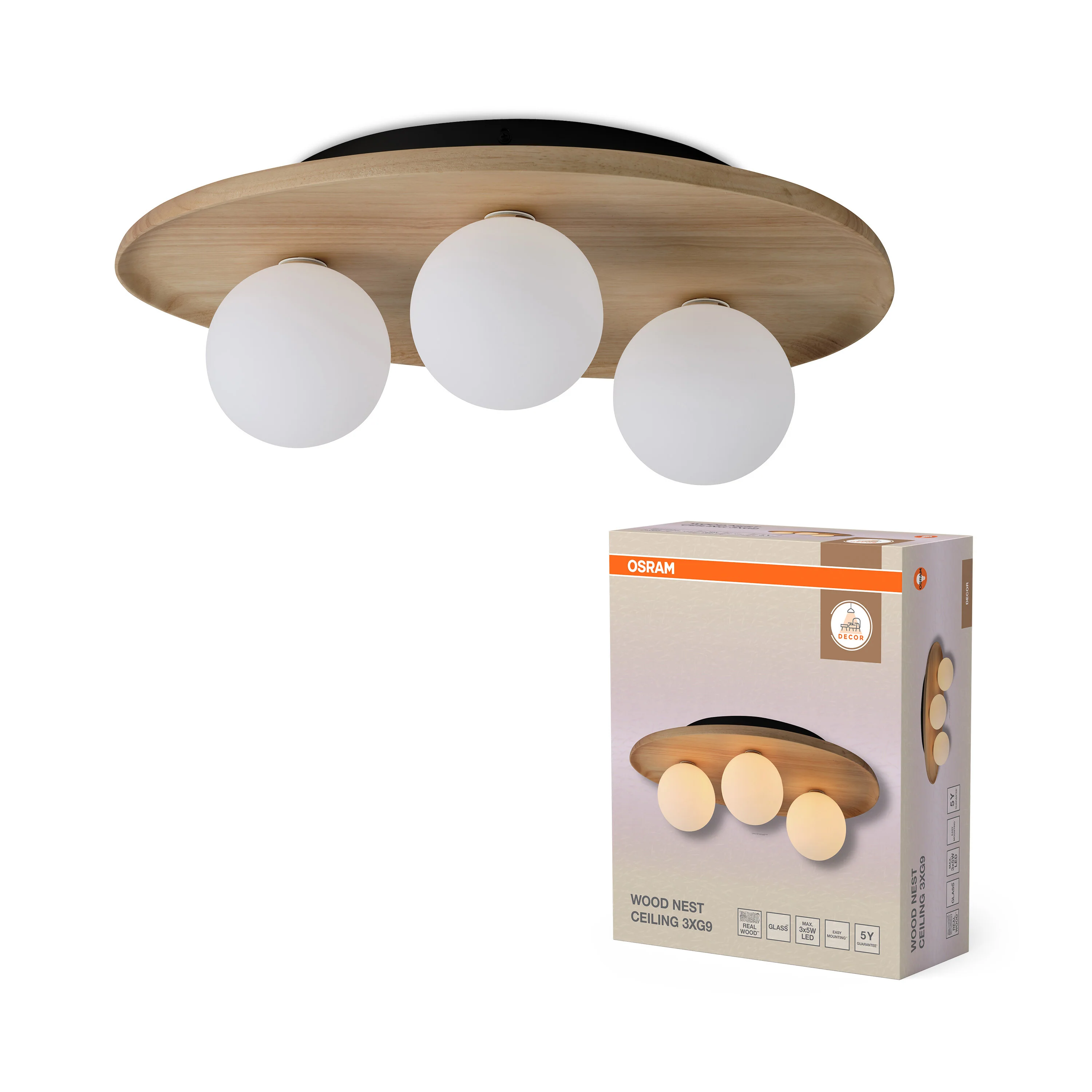 OSRAM Decor Wood Nest Plafon 1xG9 brązowy - Image 5