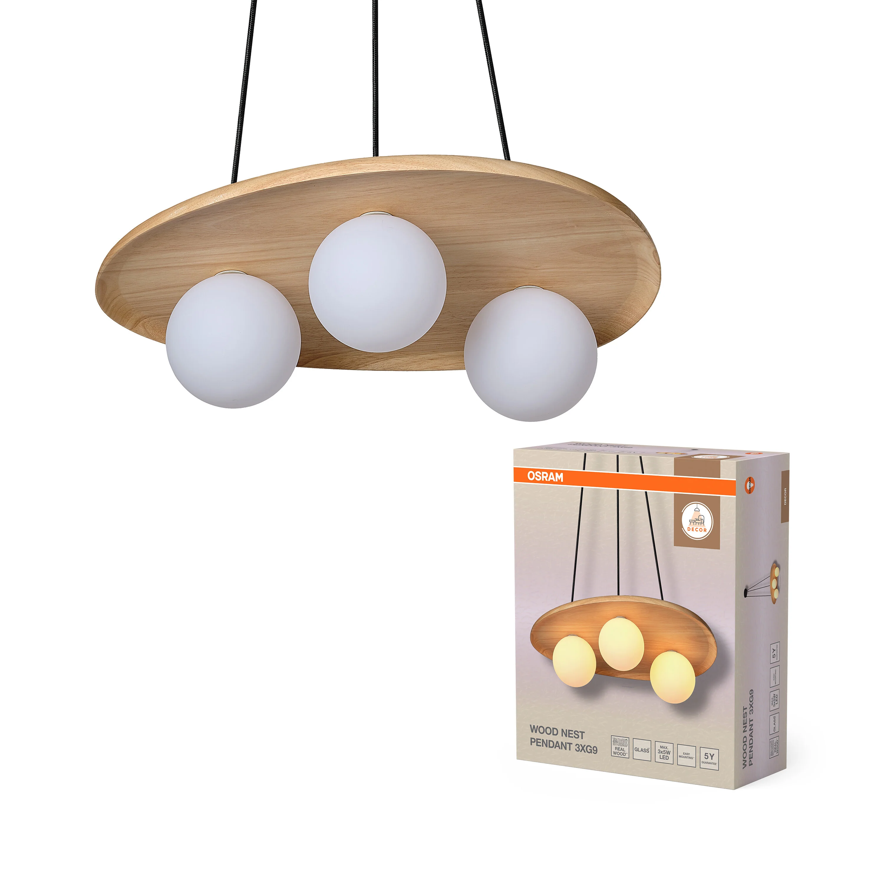 OSRAM Decor Wood Nest Wisząca 1xG9 brązowy - Image 5
