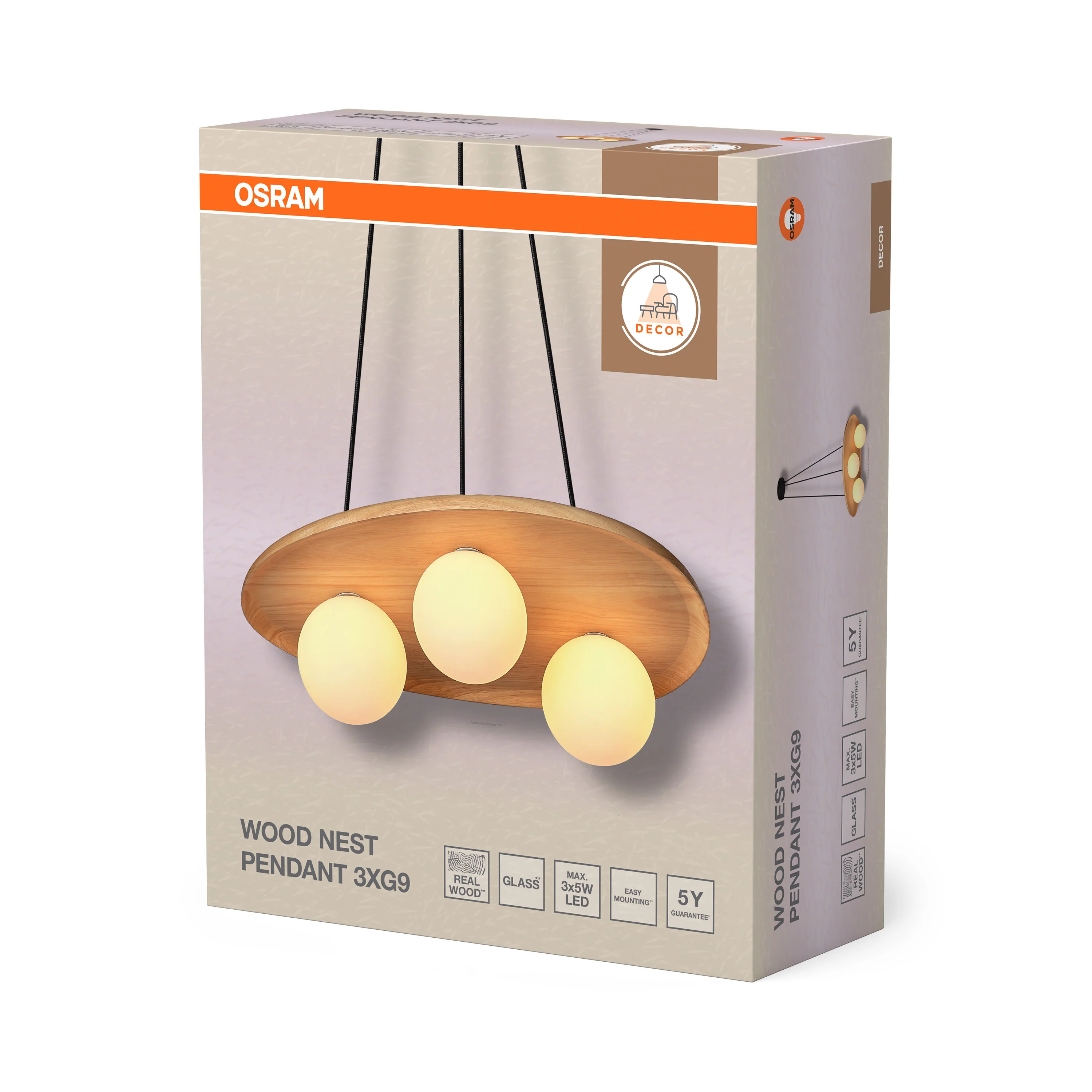 OSRAM Decor Wood Nest Wisząca 1xG9 brązowy - Image 6